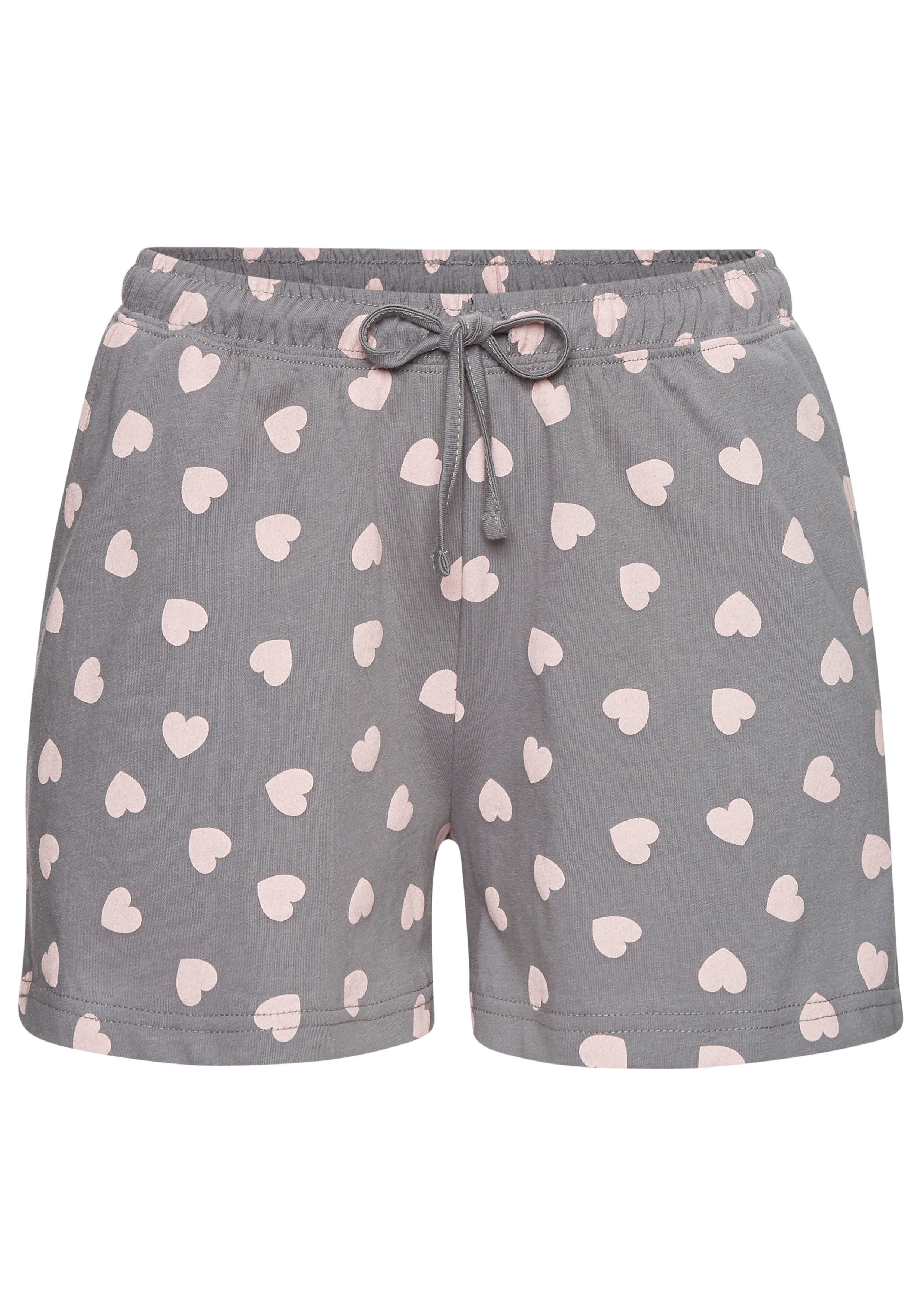 Vivance Dreams Shortama met schattig hartjespatroon (voordeelset, 4-delig)