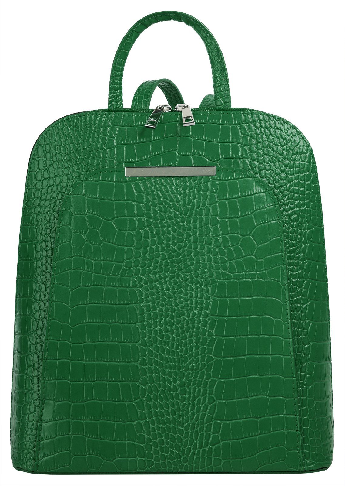 Cluty Rugzak echt leer, made in italy dames rugzakken groen