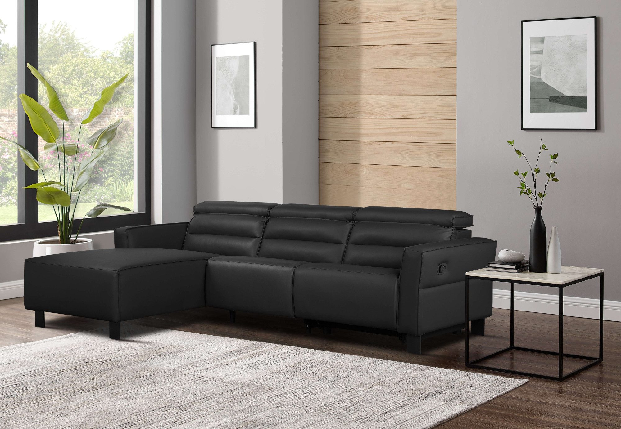 Places of Style Hoekbank Carpari, L-vorm, 263 cm, handmatige of elektrische relaxfunctie