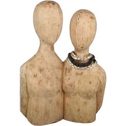 casablanca by gilde decoratief figuur sculptuur pair, naturel decoratief object, van hout, hoogte 37 cm, woonkamer (1 stuk) beige