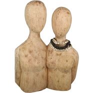 casablanca by gilde decoratief figuur sculptuur pair, naturel decoratief object, van hout, hoogte 37 cm, woonkamer (1 stuk) beige