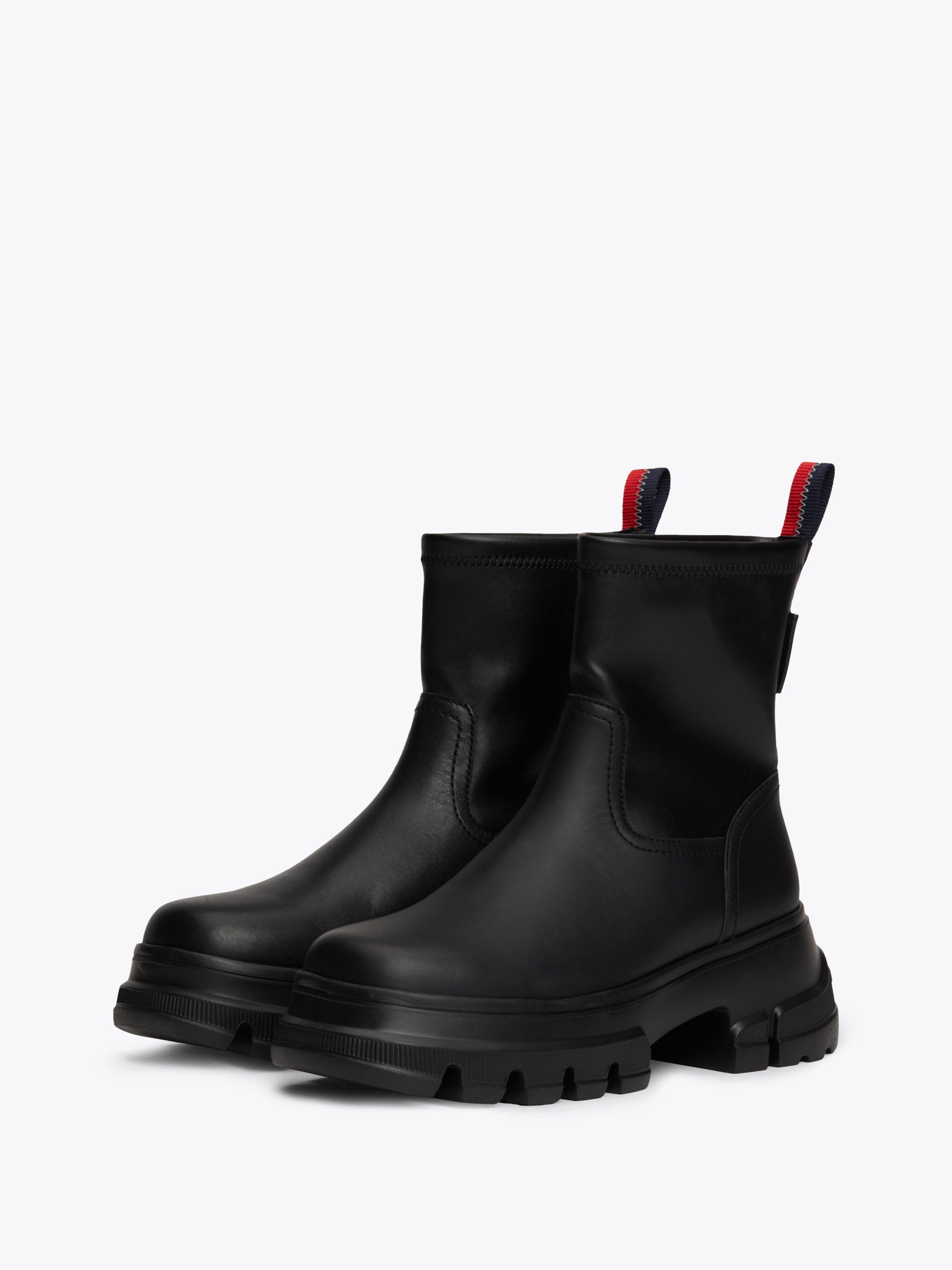 TOMMY JEANS Laarsjes TJW CHUNKY CHELSEA BOOT MIX MAT blokhak, plateau, instap laarzen, combat-boots met label