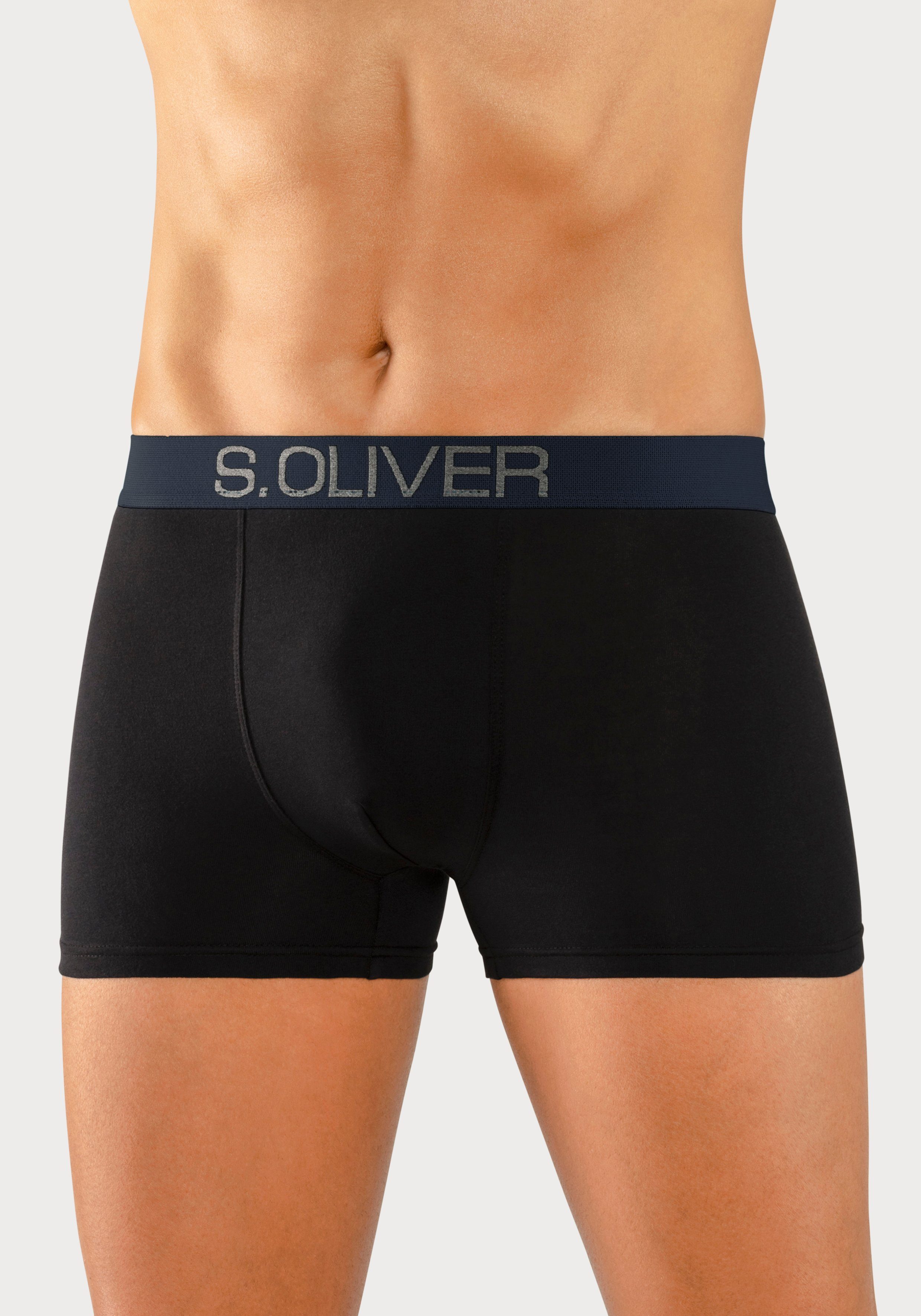 s.Oliver RED LABEL Beachwear Boxershort voor heren met contrastkleurige weefband (set, 4 stuks)