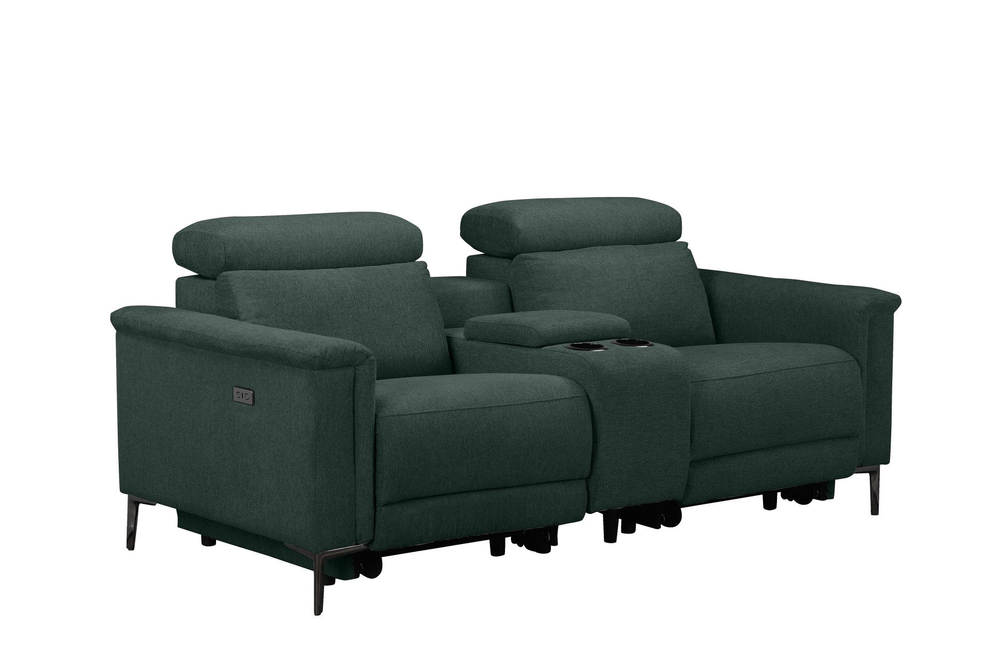 Places of Style 2-zitsbank Lund, 2-zits bioscoopbank, tv-fauteuil, multimedia-sofa, USB-A met elektrische of handmatige relaxfunctie, bekerhouder en opbergruimte
