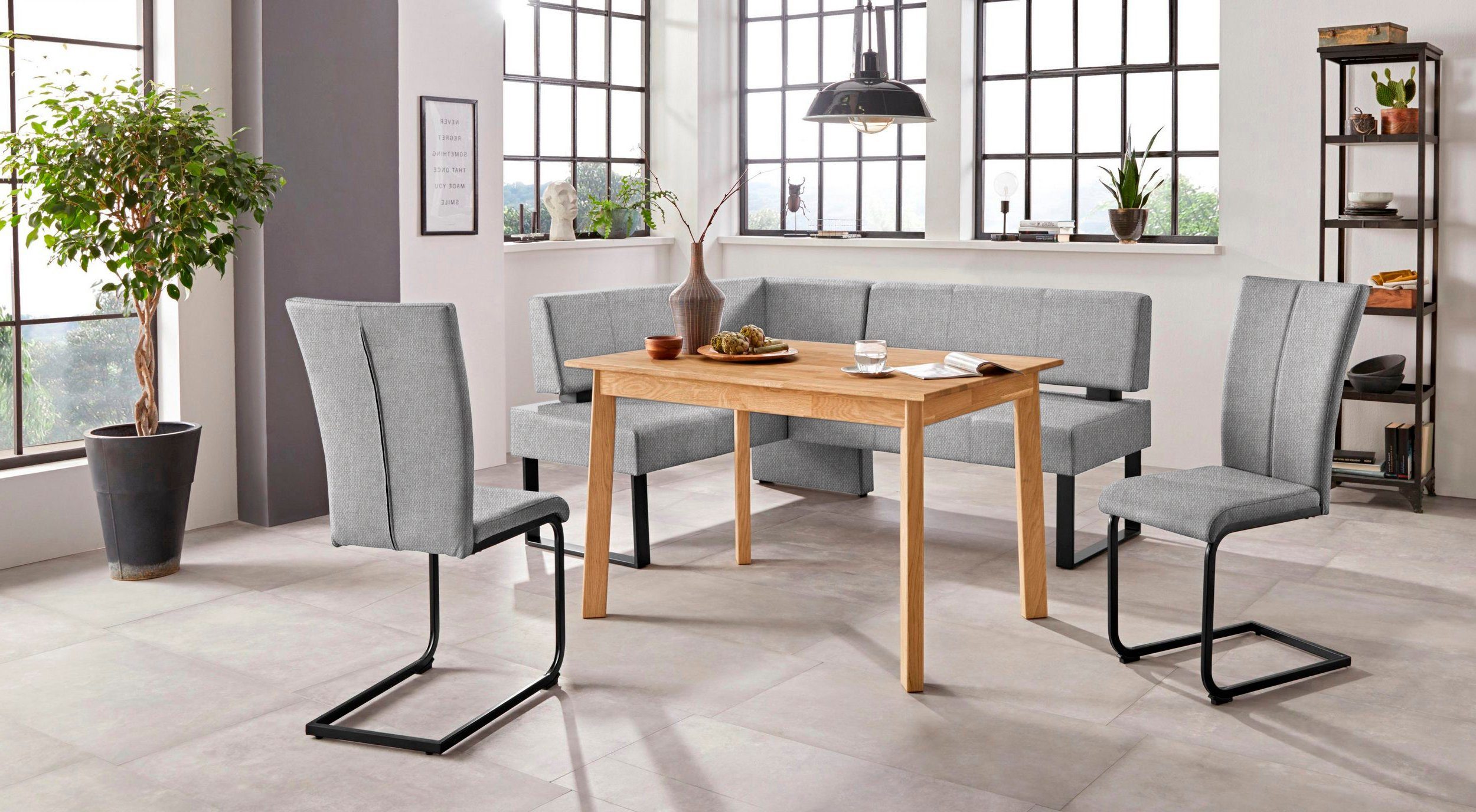 Home affaire Hoekbank Oliver met metalen frame, keukenbank verschillende hoezen cord eetkamerbank ottos choice