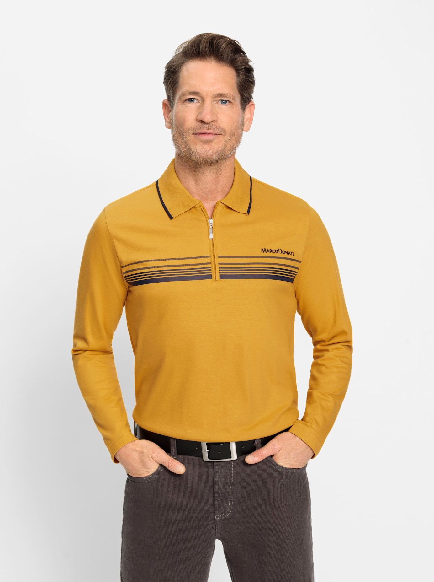 Marco Donati Poloshirt Shirt met lange mouwen (1-delig)