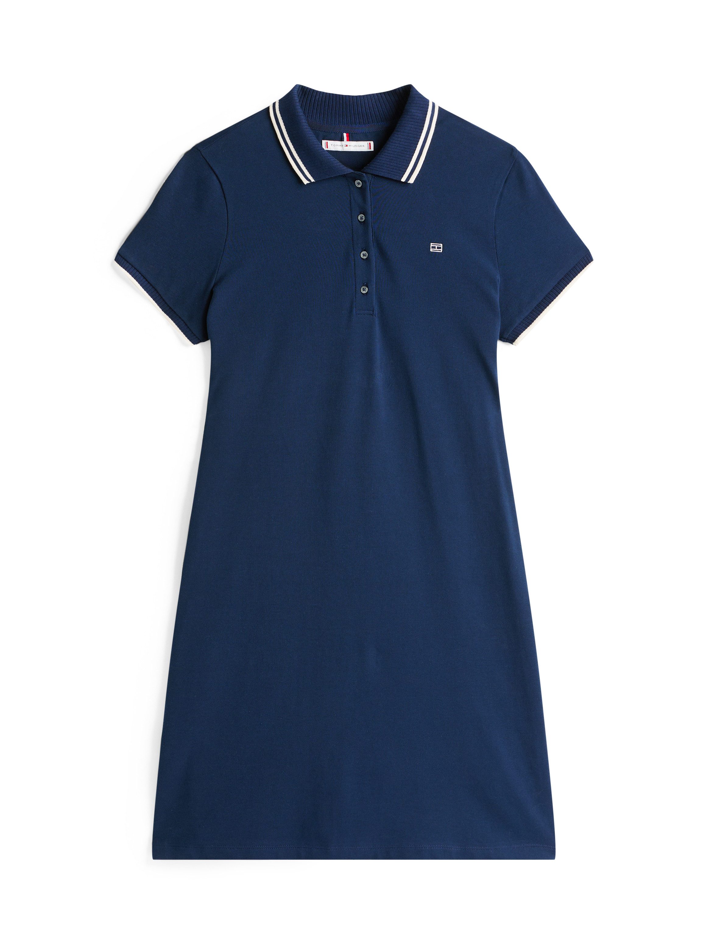 Tommy Hilfiger Polojurk SPORTY FEMININE REG POLO DRESS met contraststrepen, logo borduring