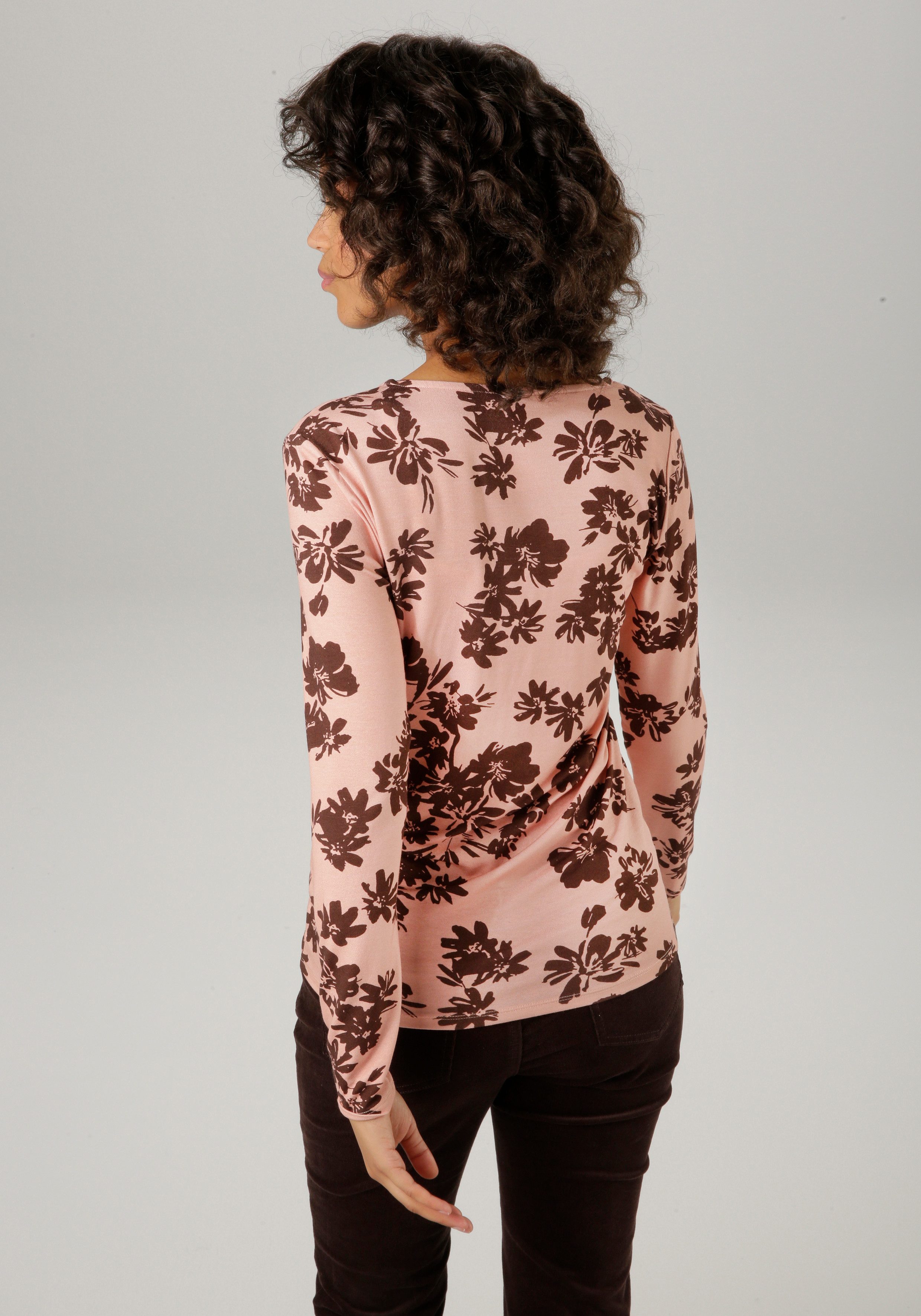 Aniston CASUAL Shirt met lange mouwen met asymmetrische ronde halslijn