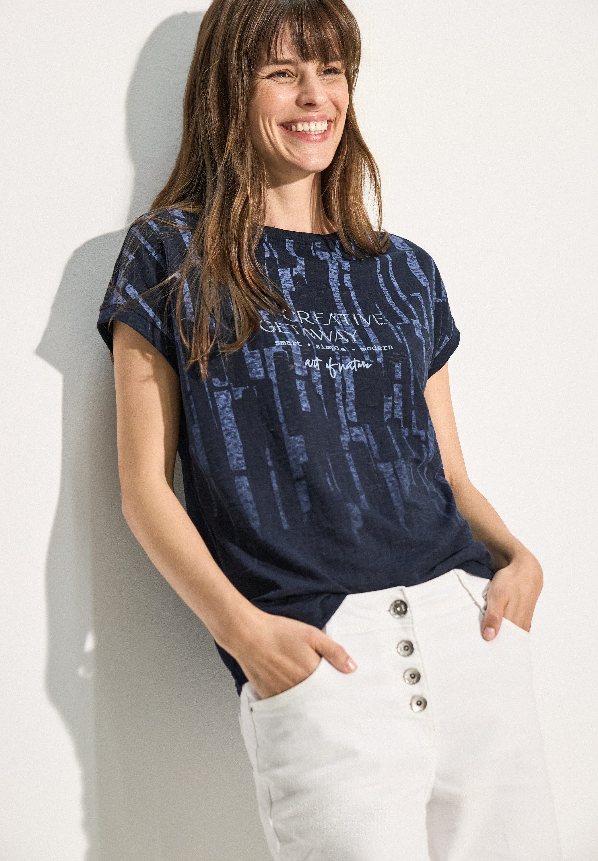 Cecil T-shirt met burn-out patroon