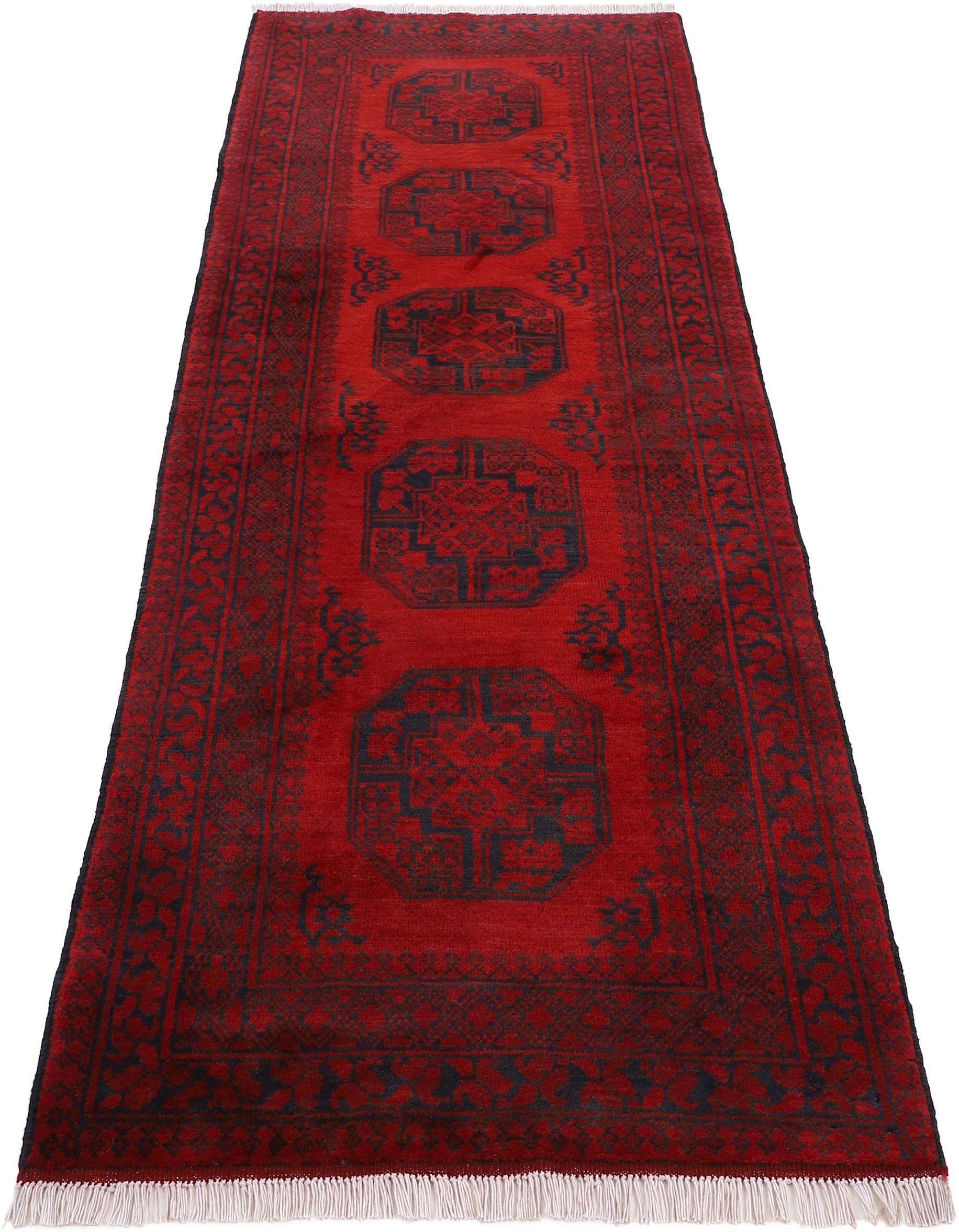 Woven Arts Loper Afghan Akhche met de hand geknoopt, woonkamer, zuivere wol