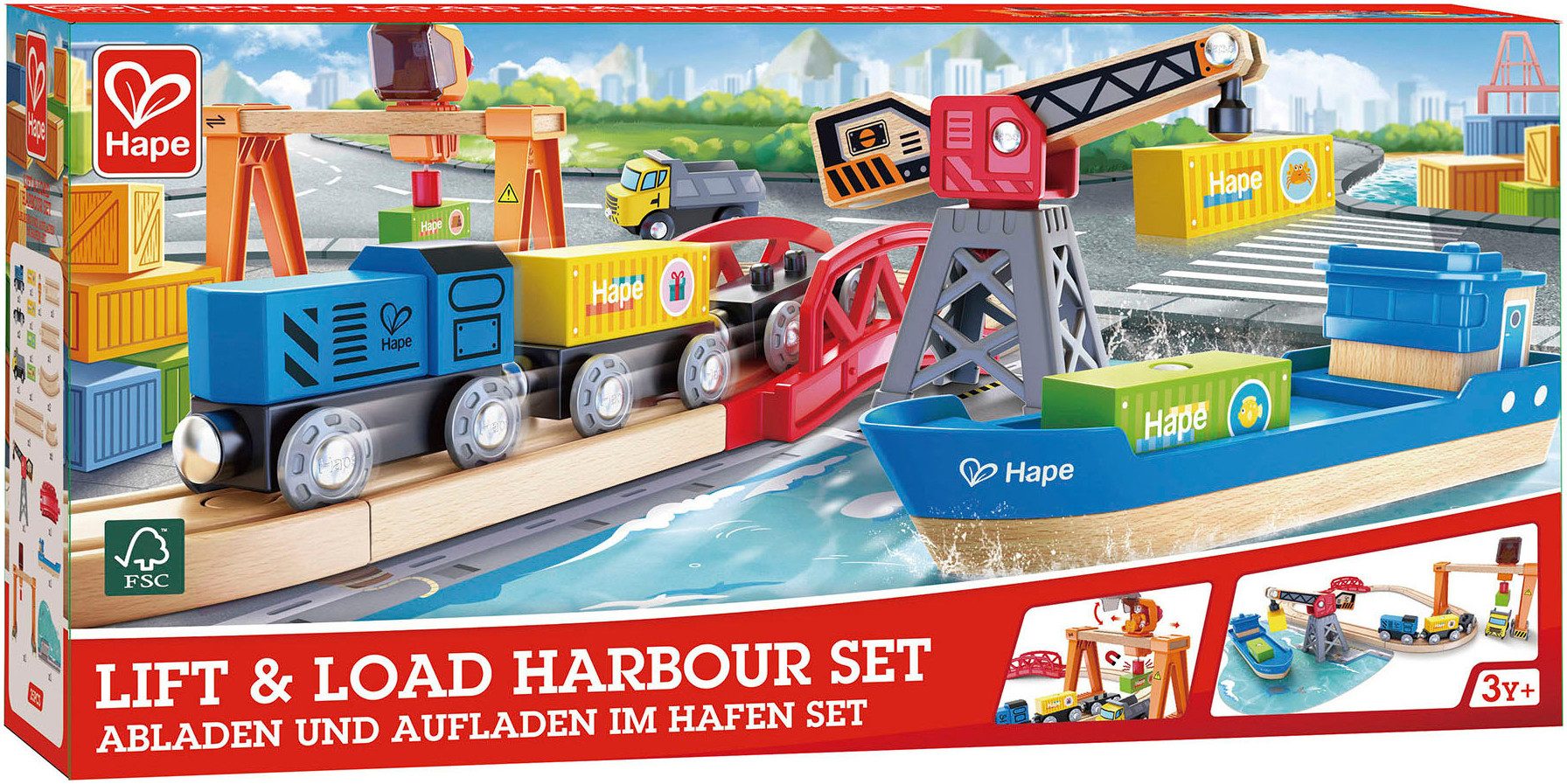 Hape Speelgoed spoorweg Af- en laden in de haven (set)