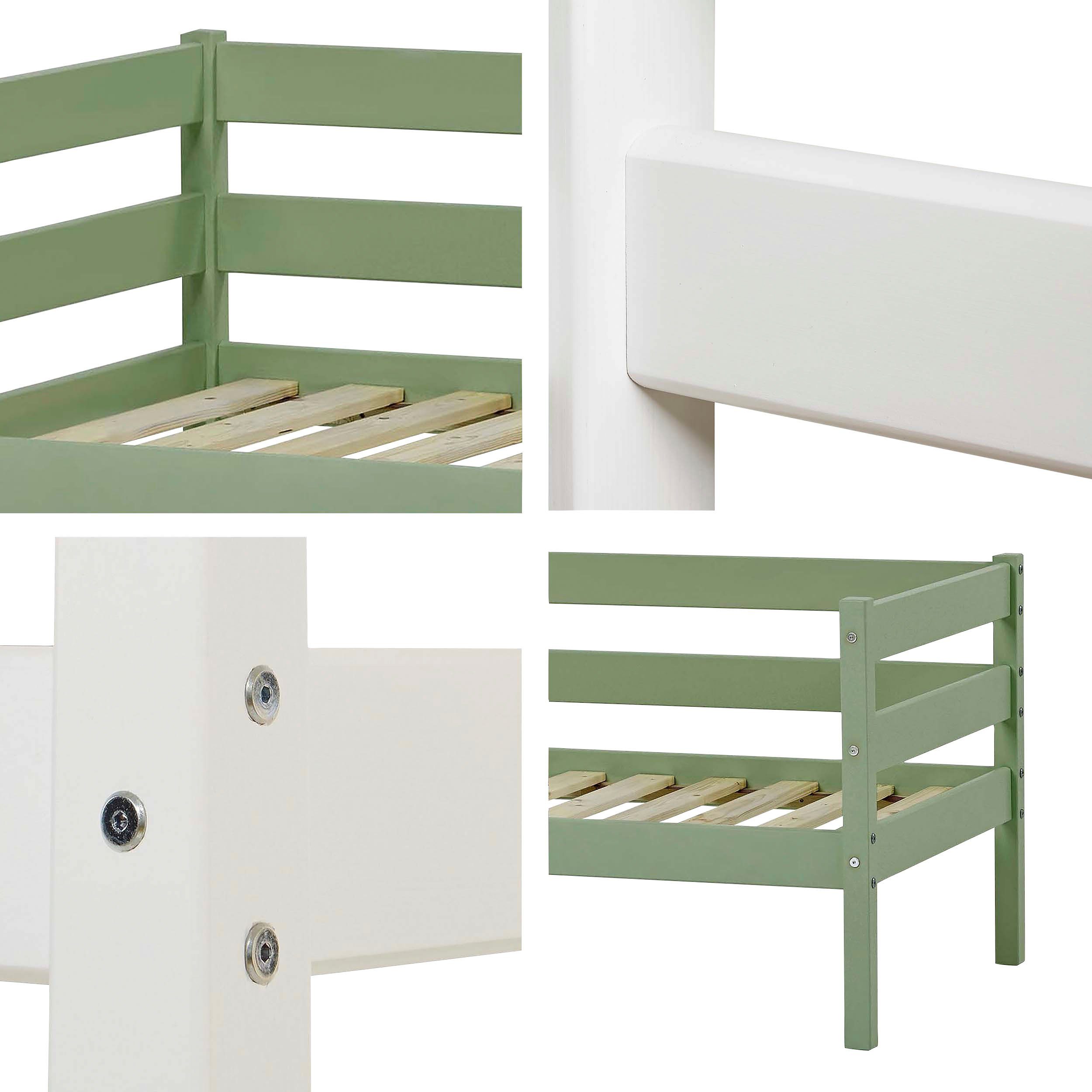 Hoppekids 1-persoonsledikant ECO Comfort kinderbed, massief grenenhout, tienerbed inclusief lattenbodem (set)