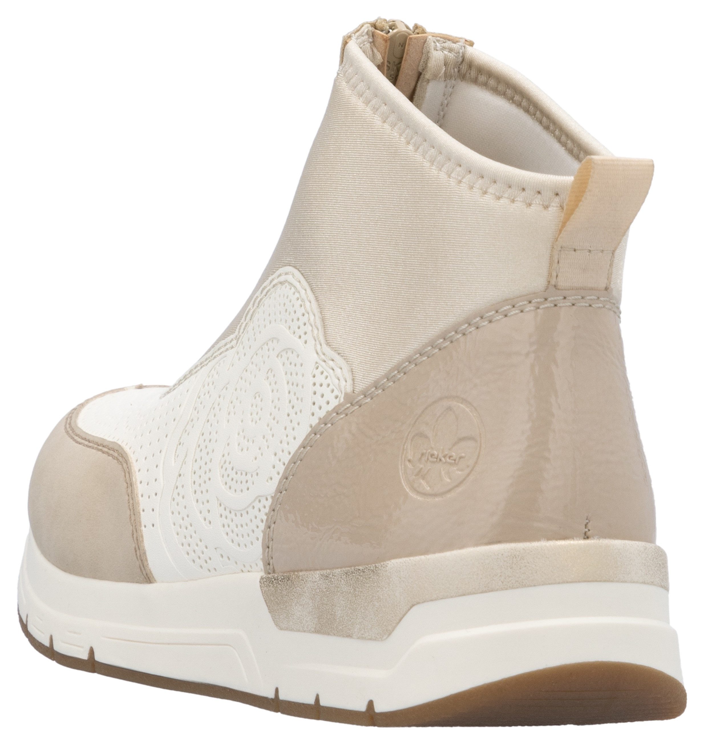 Rieker Sneakers met sleehak , enkellaars, laarzen, rozenprint, met ritssluiting vooraan