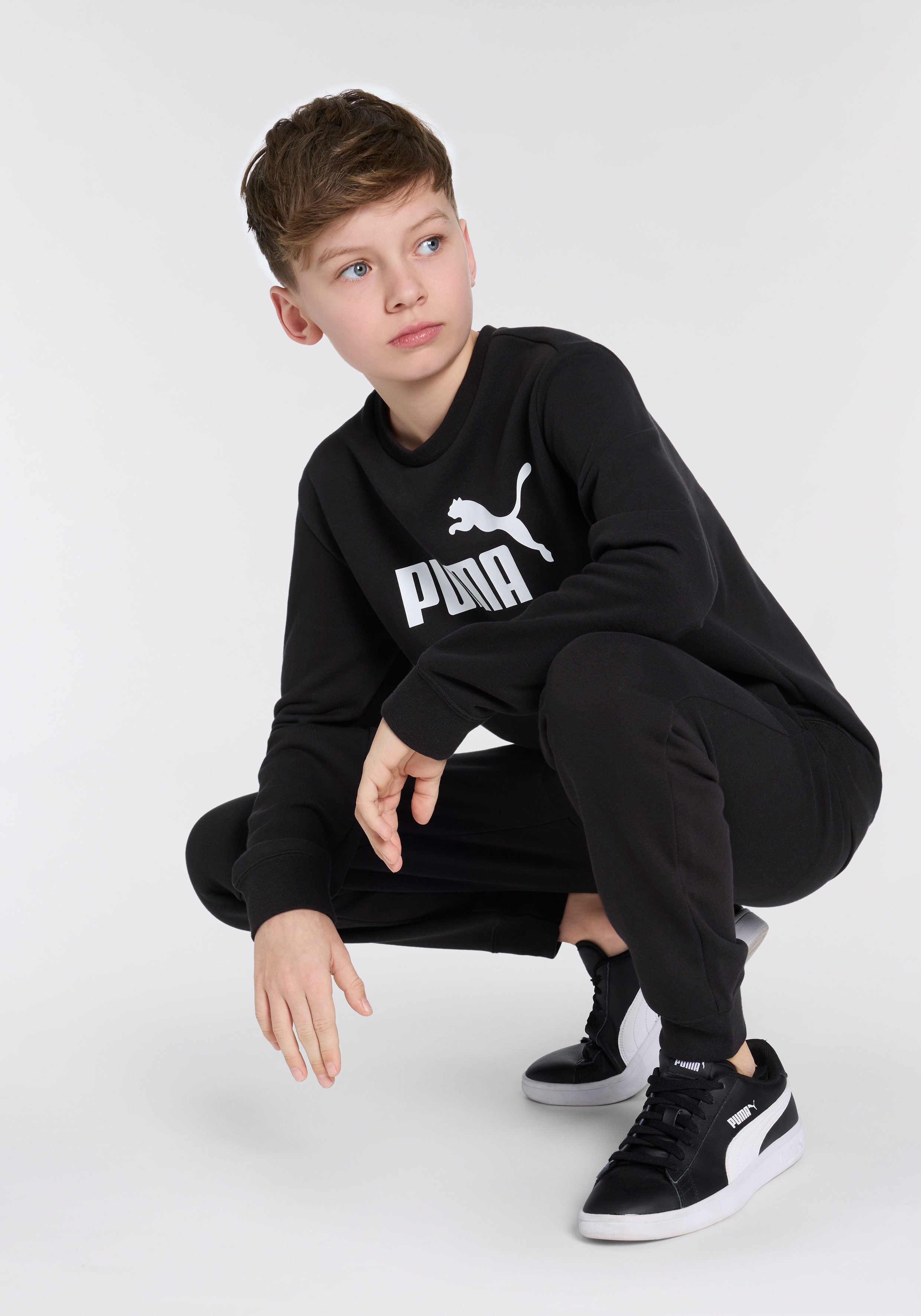 PUMA Trainingspak ESS NO.1 LOGO CREW SWEAT SUIT TR B (2-delig) jongens trainingspakken maat 164 zwart