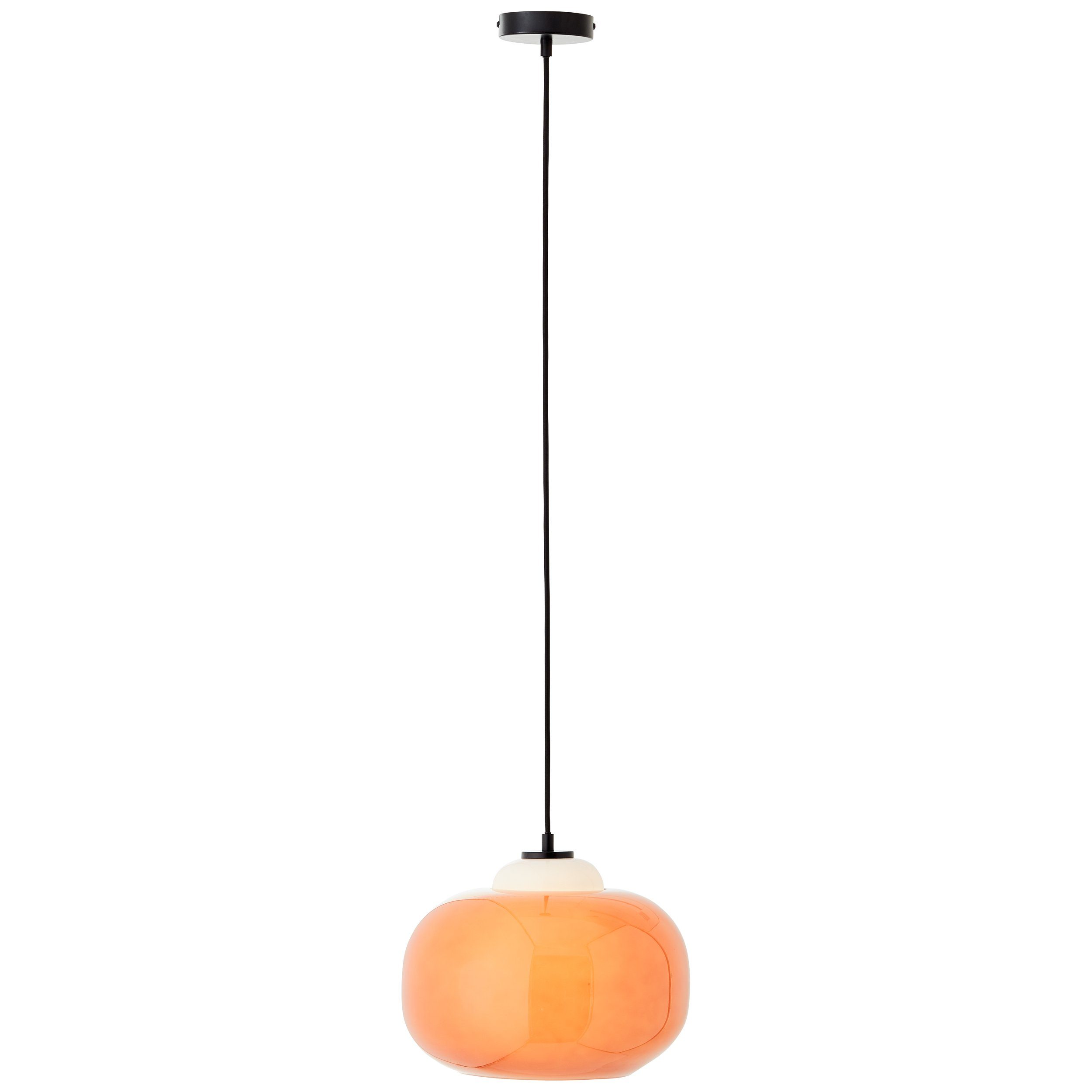 Brilliant Leuchten Hanglamp Blop Hoogte 128,5 cm, Ø 30 cm, E27, inkortbaar, glas/metaal hanglampen oranje