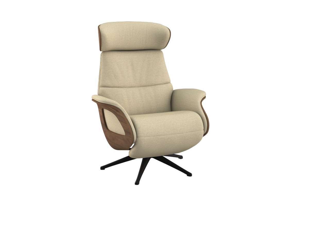 FLEXLUX Relaxfauteuil Clement praktische elektrische fauteuil Maat M, elektrische rug- en voetensteun, accu, armleuning Walnoot, zwarte poot