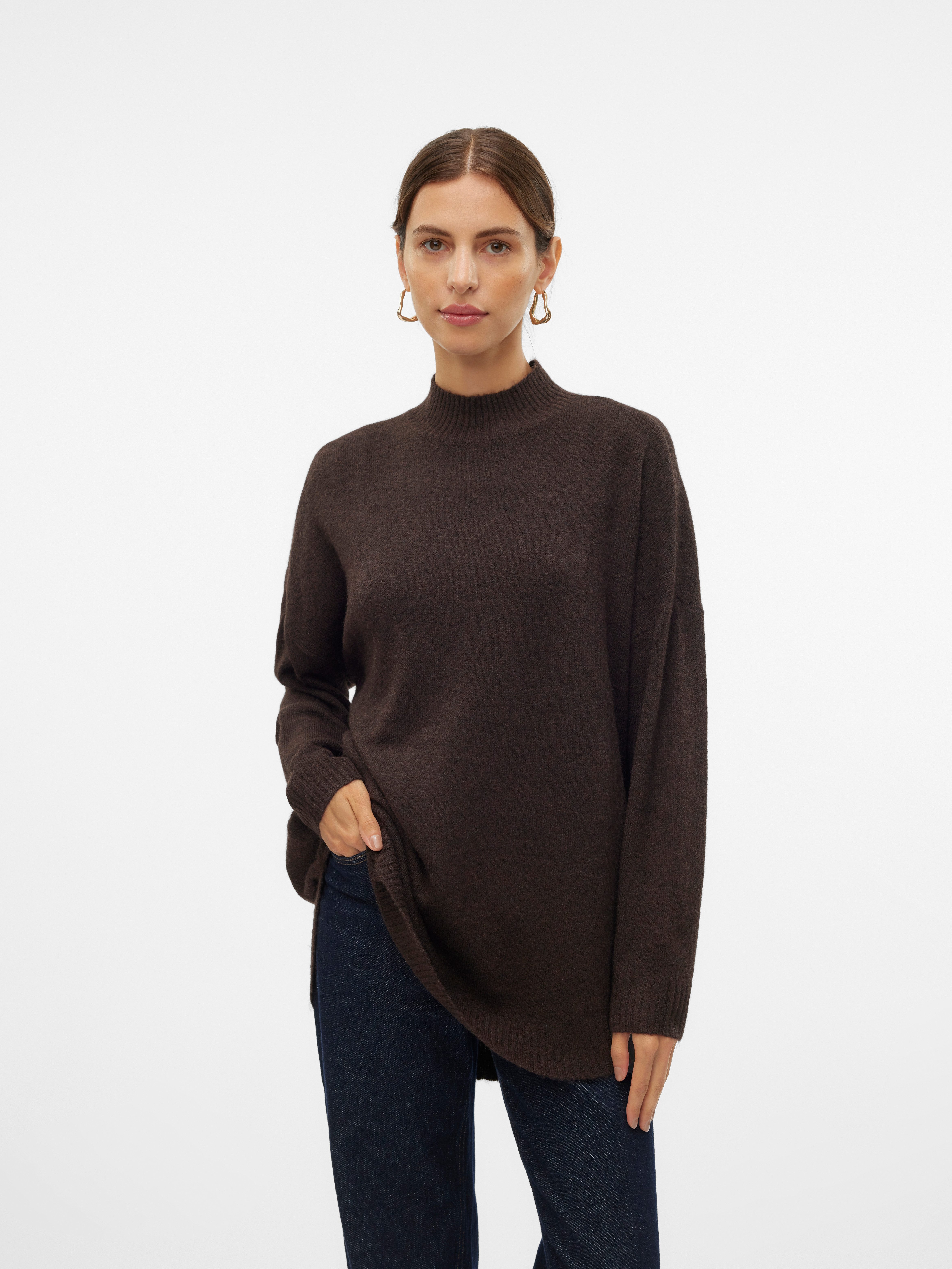 Vero Moda Gebreide trui VMPLAZA LS HIGHNECK LONG PULLOVER GA BOO