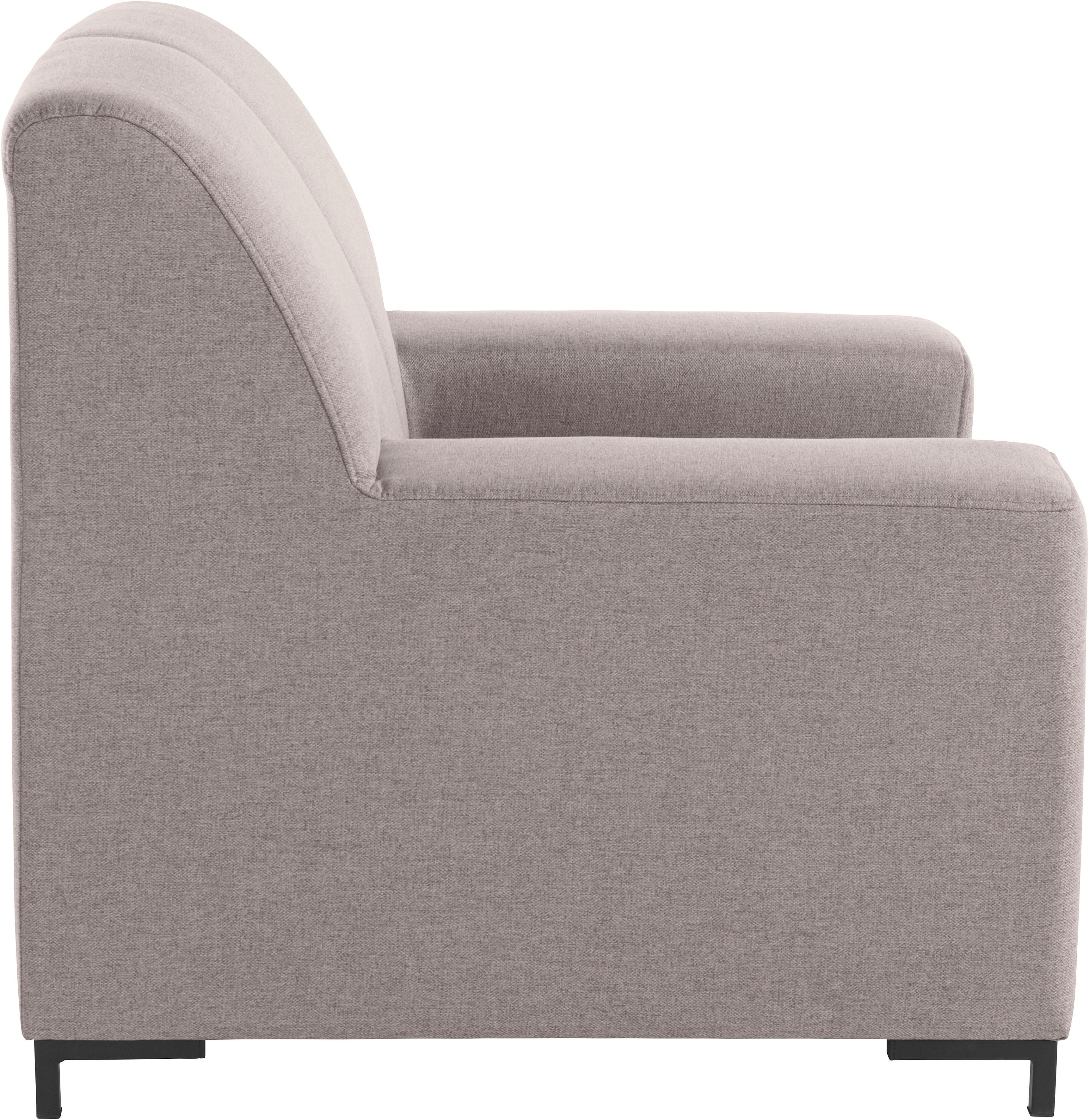 DOMO collection Fauteuil Ledas kubisch en comfortabel, platte armleuningen, elegante voet,