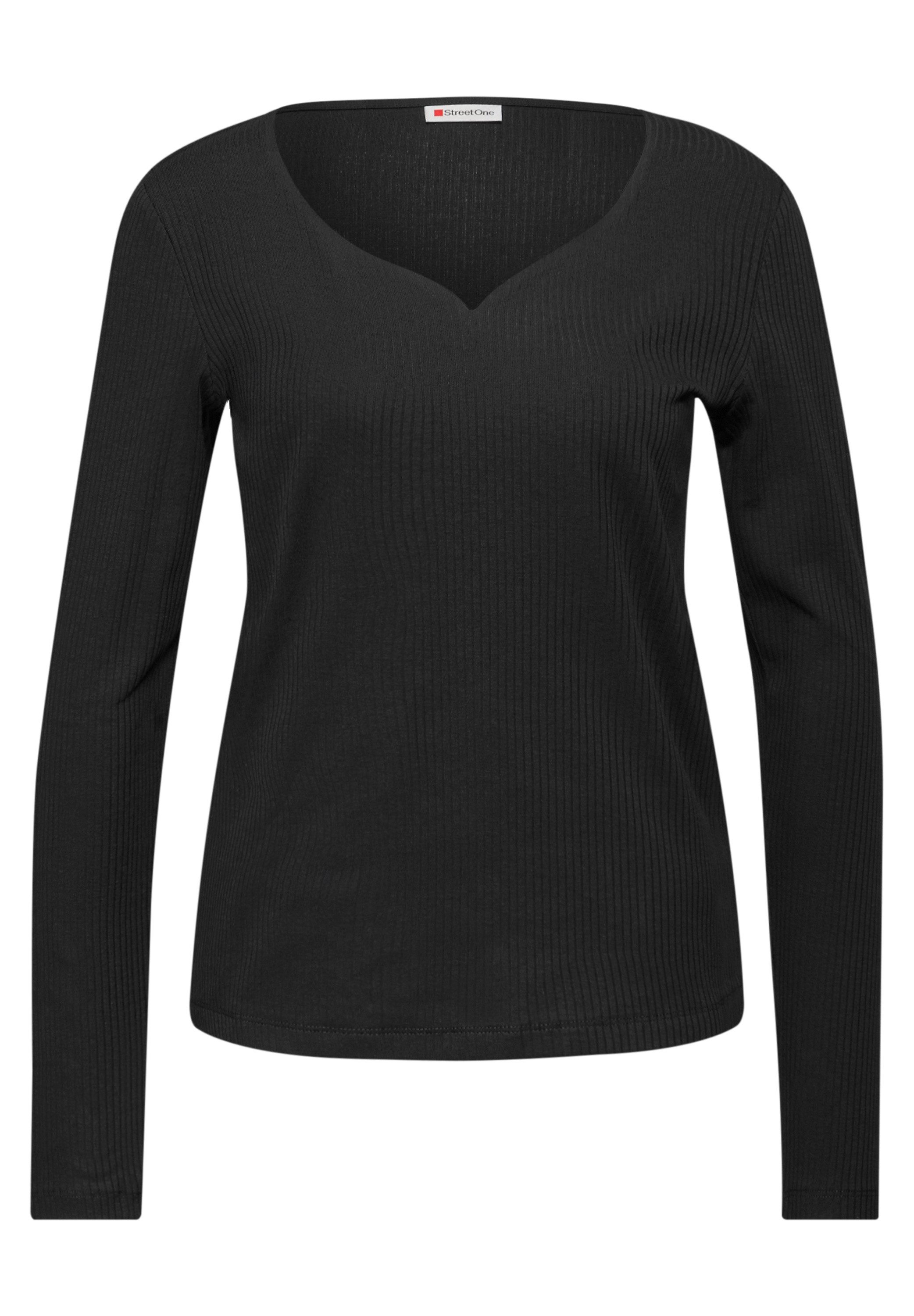 STREET ONE Shirt met lange mouwen met hartvormige halslijn