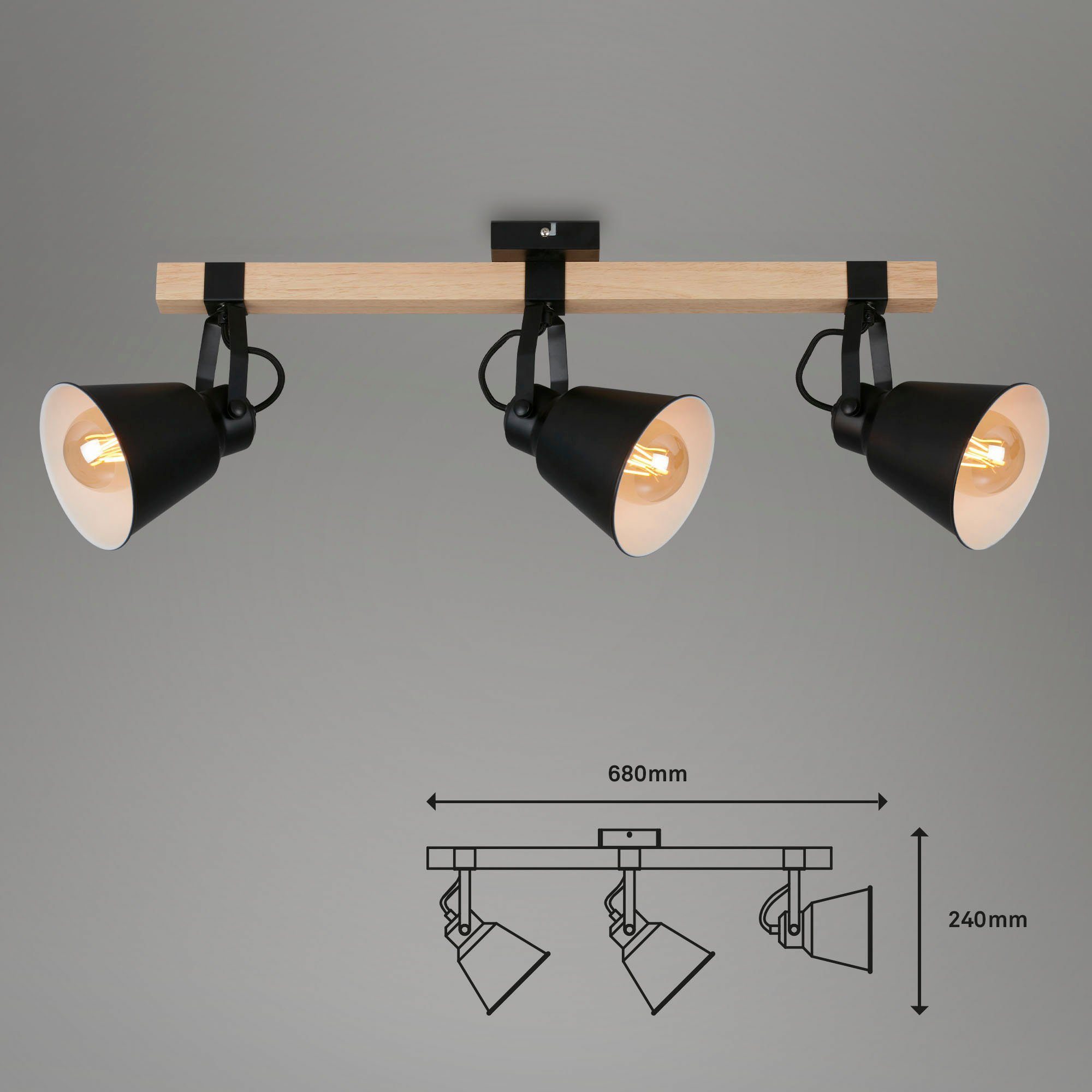 Briloner Leuchten Plafondspotje 2406035 TALLE Plafondlamp, 68x14,5x24 cm, zwart, max. 40W, E27, woonkamer, gang