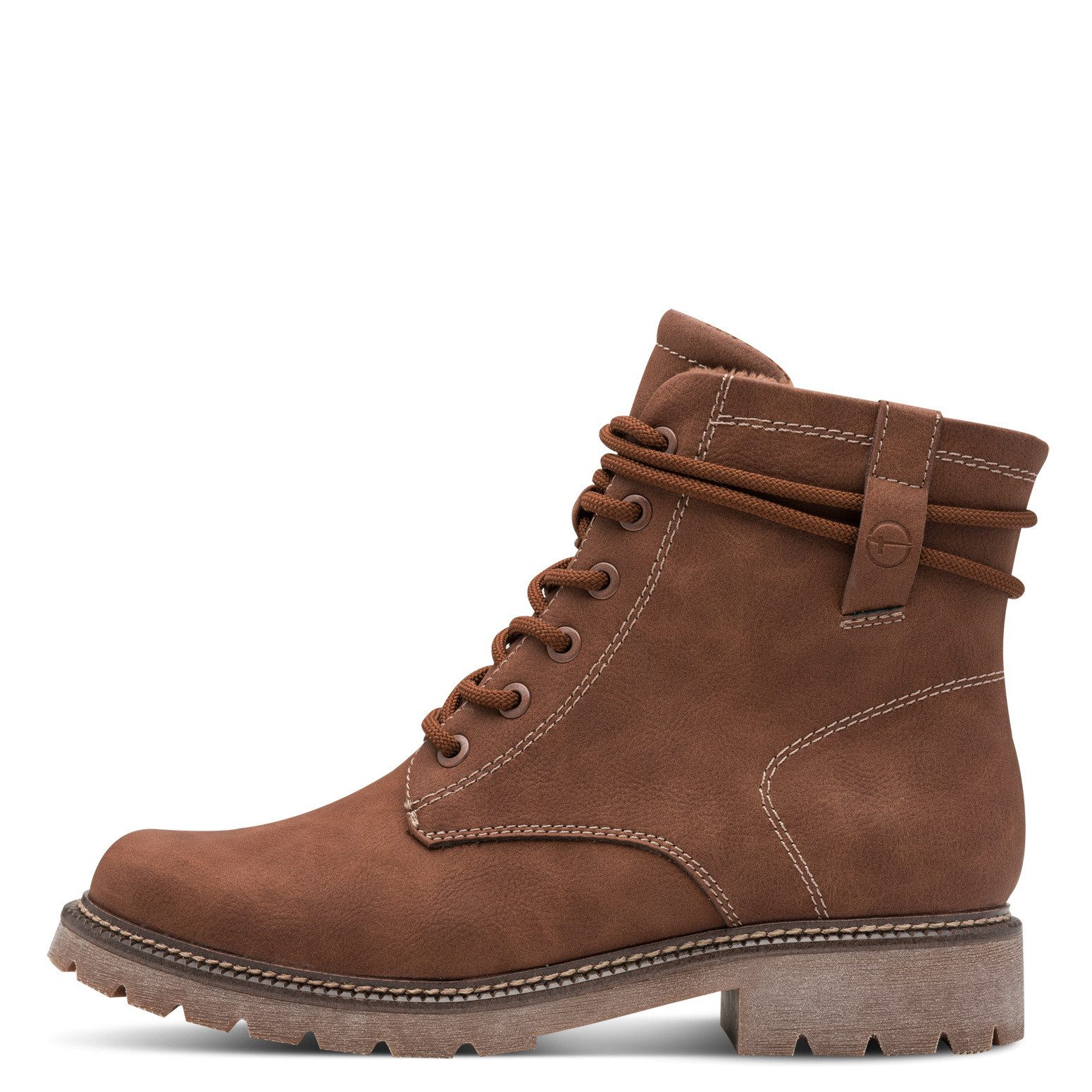 Tamaris Veterlaarsjes blokhak, veterschoenen in vegan verwerking