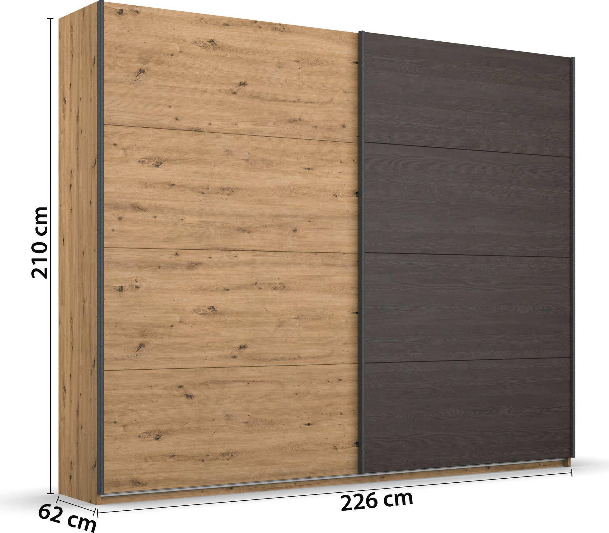 rauch Zweefdeurkast Kledingkast Kast Garderobe Slaapkamerkast APOLLON met ruime opbergruimte en contrasterende deurpanelen made in germany
