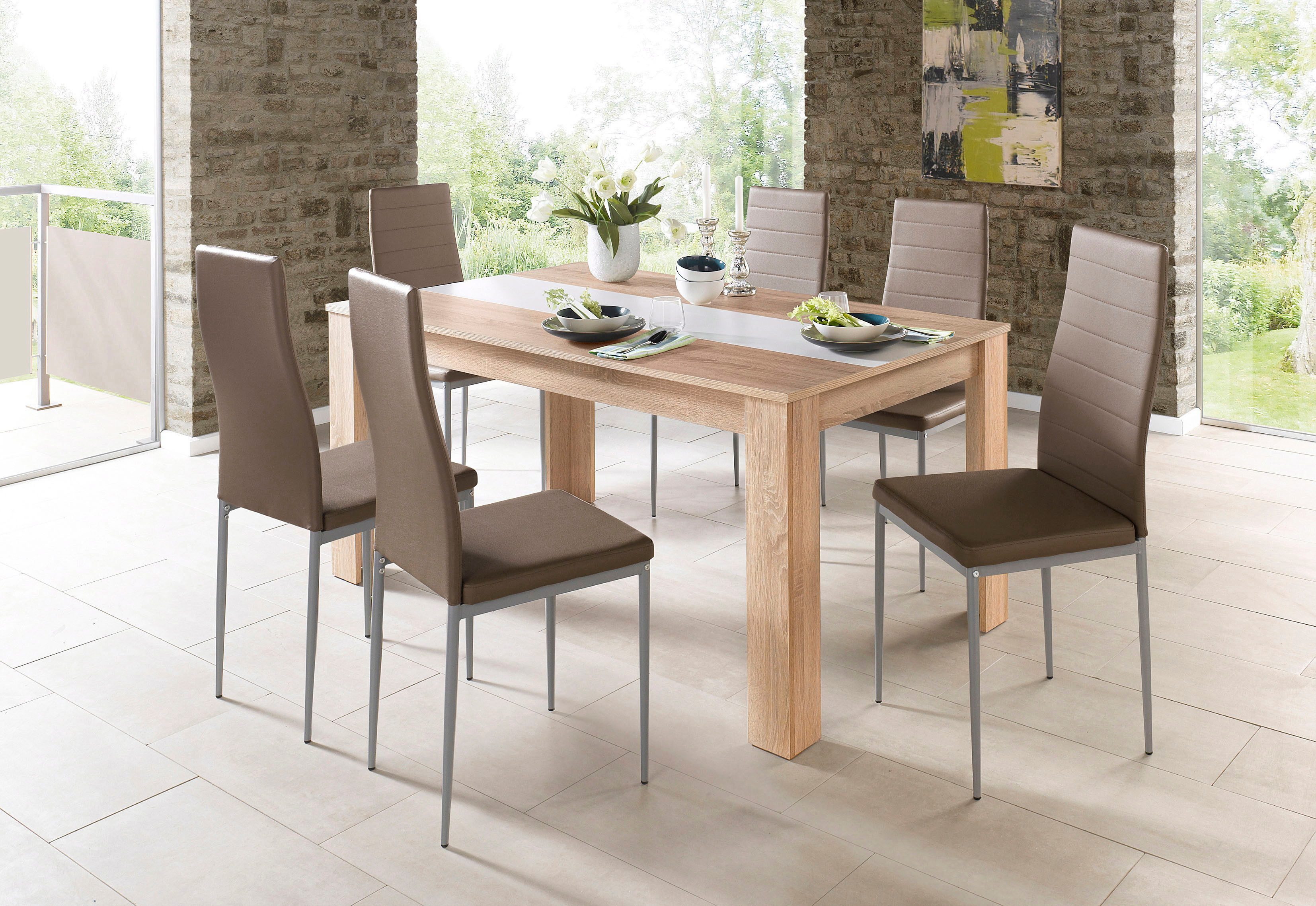 Home affaire Eetkamerstoel Pluto Overtrekstof imitatieleer (set)