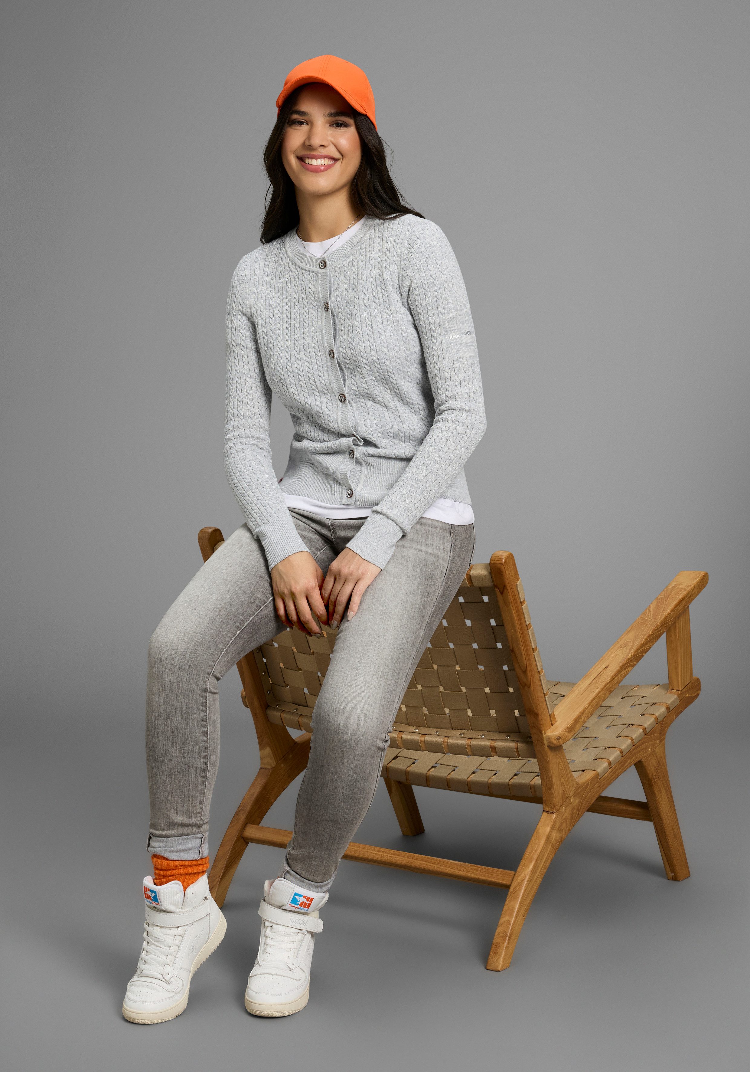 KangaROOS Vest Cardigan met kabelpatroon in mélange-look - NIEUWE COLLECTIE