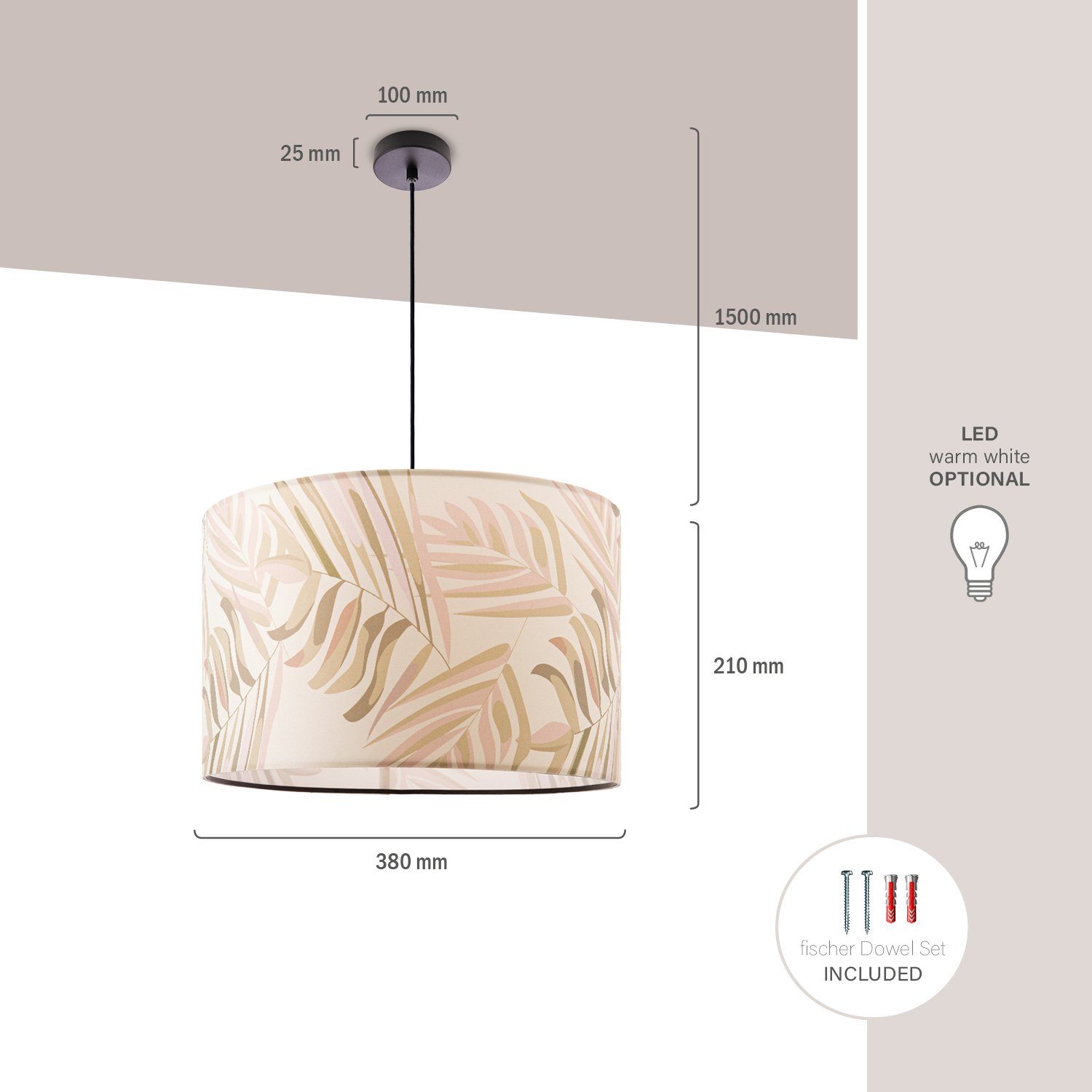 Paco Home Hanglamp Kuba 126 Lampenkap eettafel hanglamp woonkamer kinderkamer palm