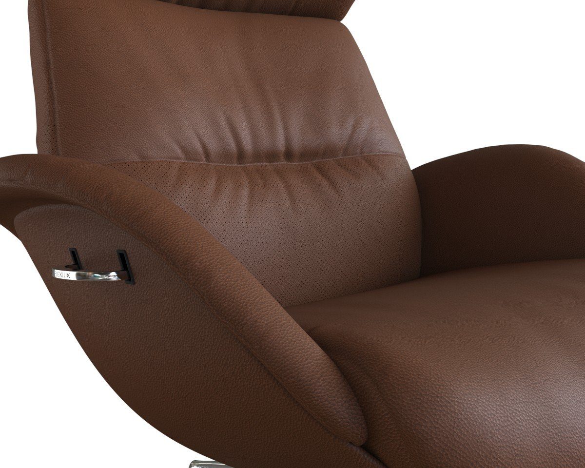 FLEXLUX Relaxfauteuil More, functionele stoel, gestoffeerde stoel, armleunstoel, TV-fauteuil Premium comfort, rug- en hoofdeindeverstelling, draaibaar, voet van aluminium