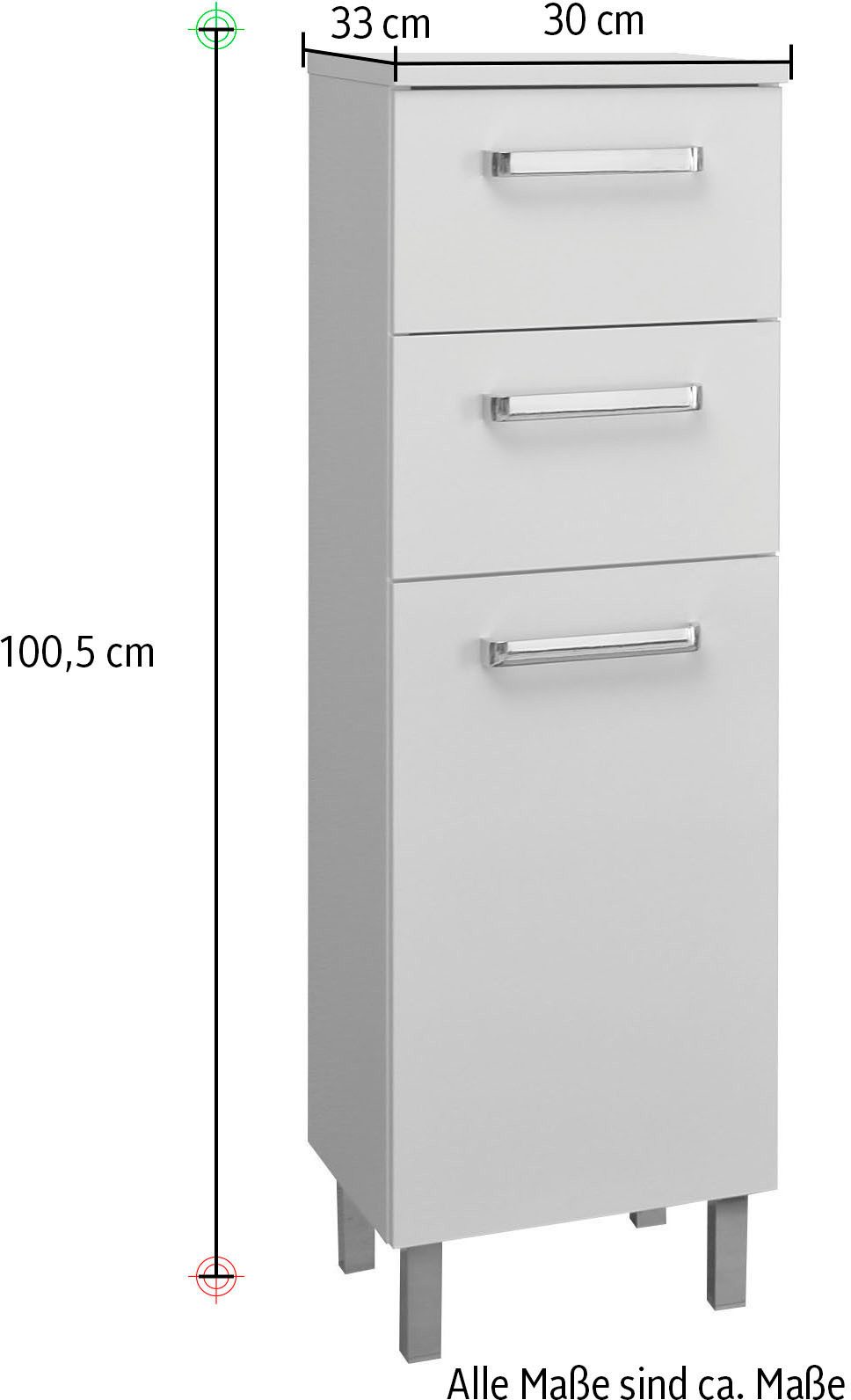 Saphir Badmeubelset Quickset 312 5-delig, wastafelonderkast en led-spiegelkast incl. deurdemper, badkamer set zonder wastafel, badkamer kast (set, 5 stuks)