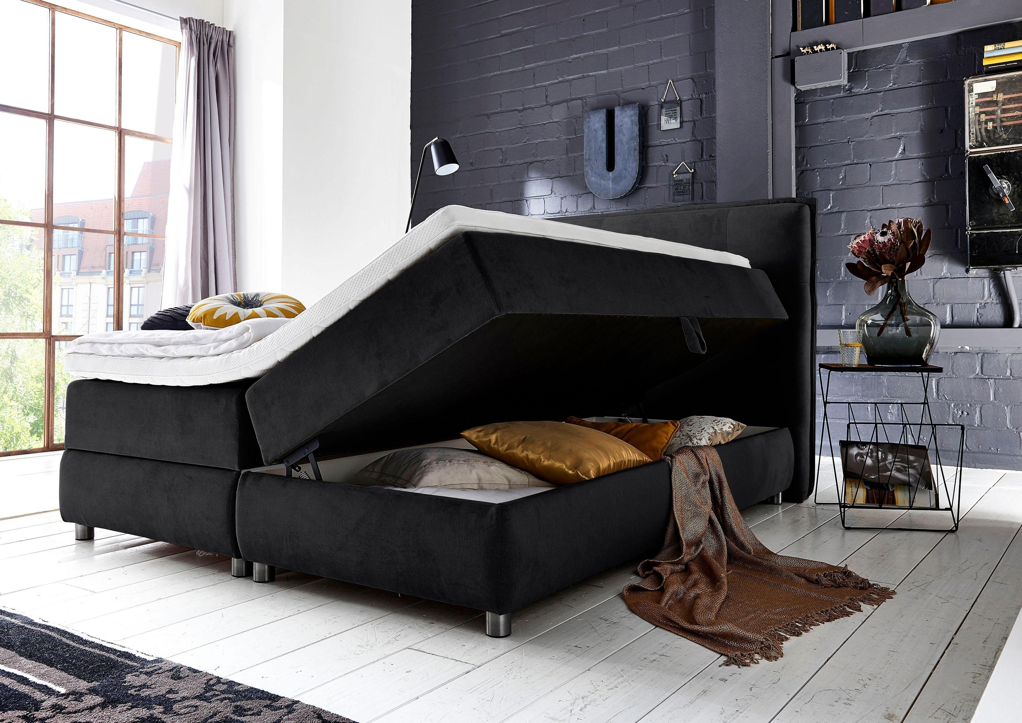 ATLANTIC home collection Boxspring Tilo met pocketveringsmatras, met bedkist en topmatras