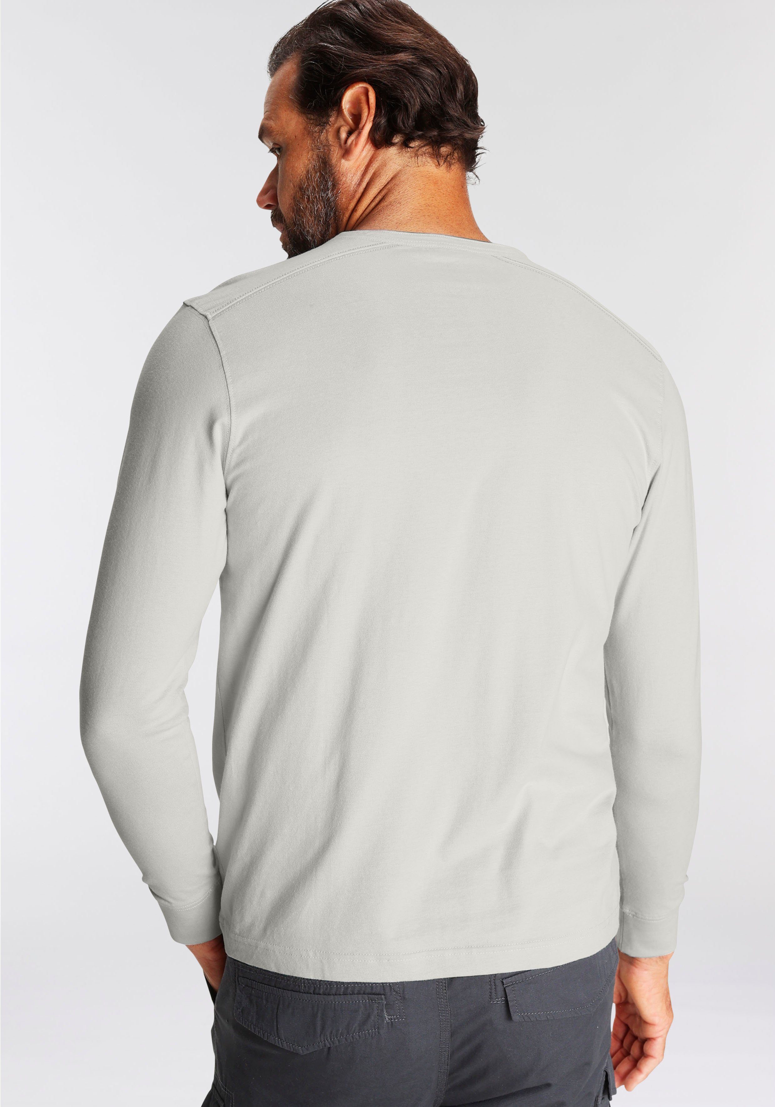 Man's World Henleyshirt Langarm met casual print ronde hals met knopenrij