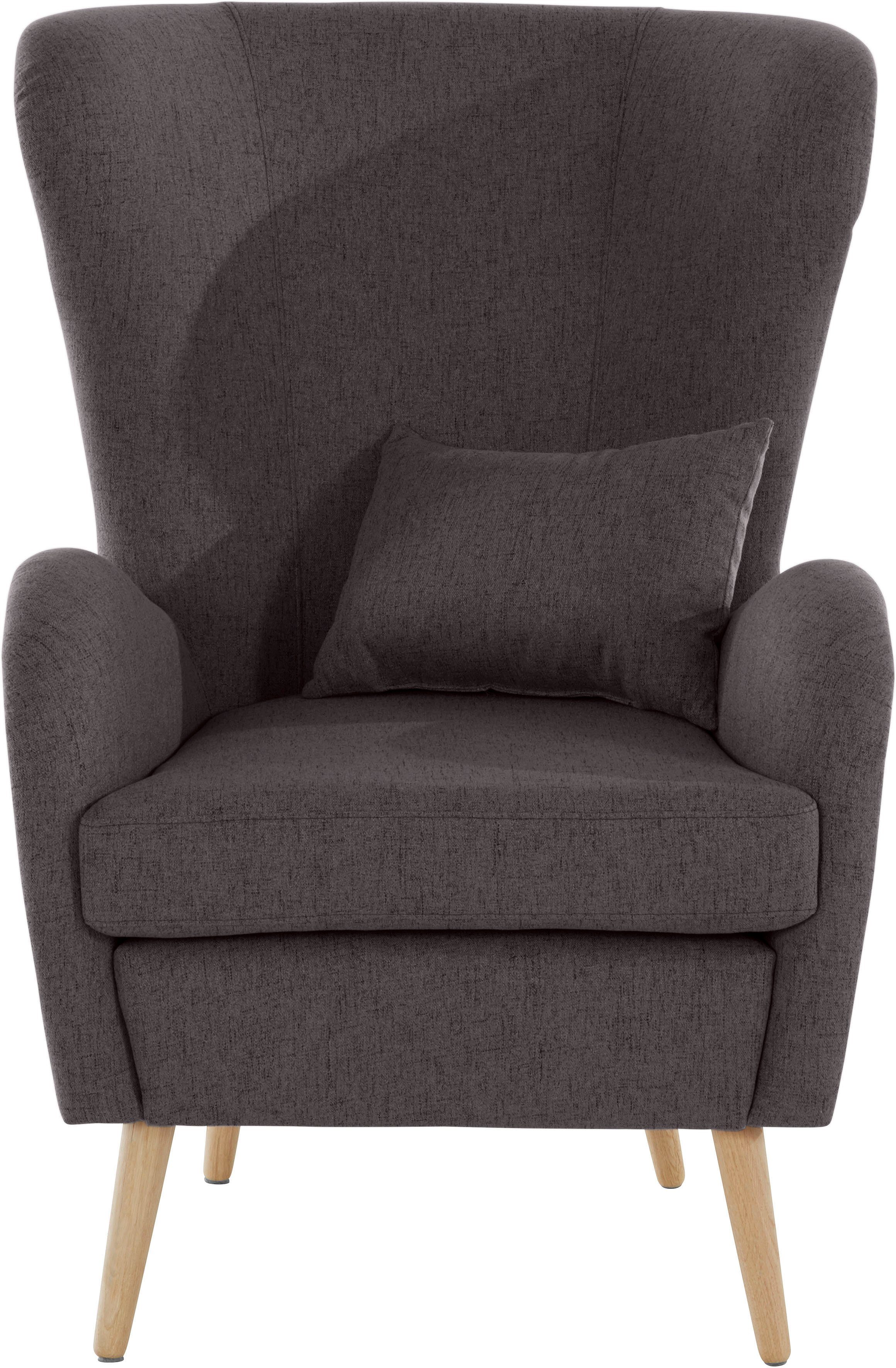 Guido Maria Kretschmer Home&Living Fauteuil Sallito, TV-stoel, oorfauteuil met Hocker, in veel stofkwaliteiten, ook in fluweelcord fauteuils grijs