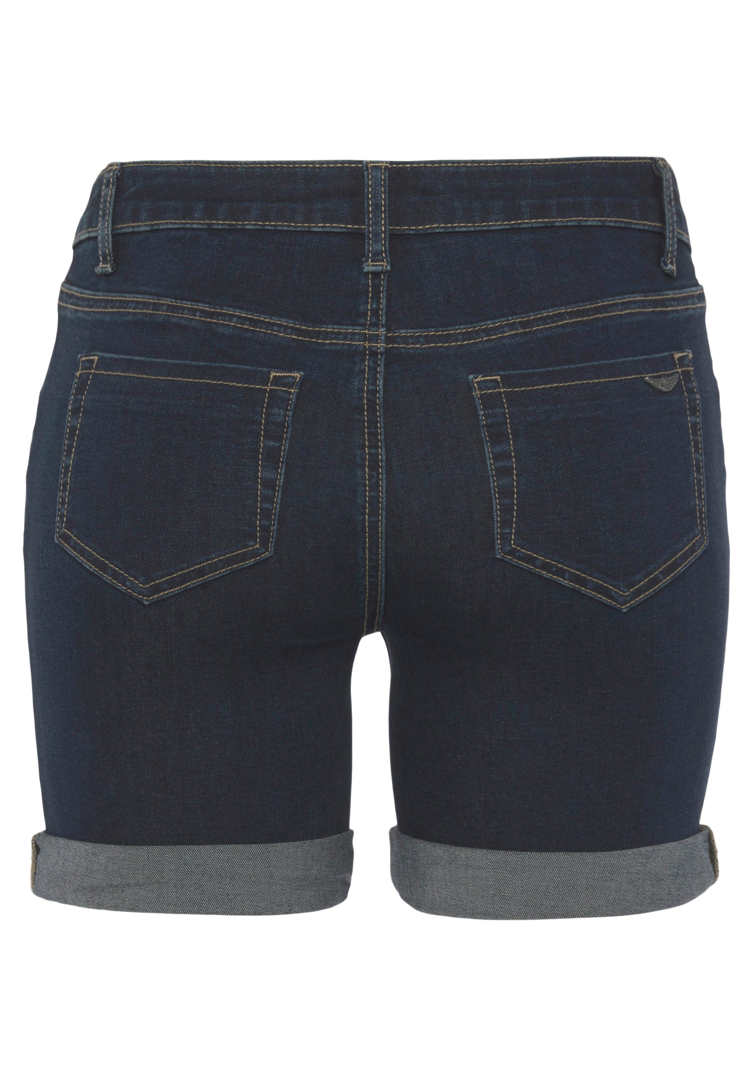 Arizona Jeansshort Ultra Stretch extra strak gesneden, opgerolde beenafsluitingen