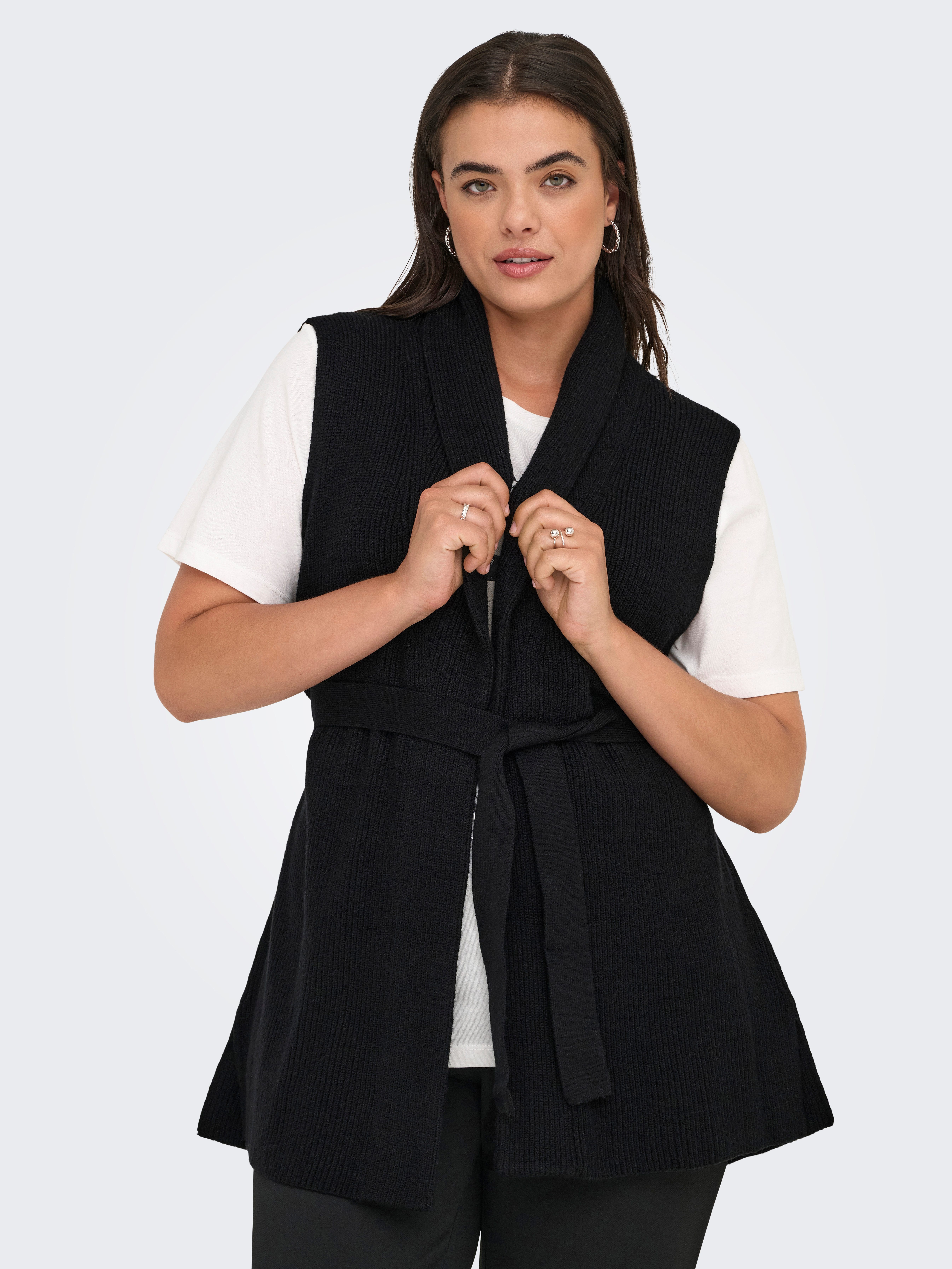 ONLY CARMAKOMA Mouwloos vest CARKATIA SL RIB WRAP VEST KNT