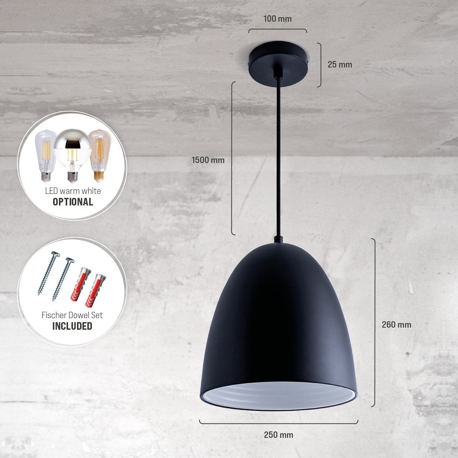 Paco Home Hanglamp JACK Keukenlamp hanglamp eetkamer Eettafellamp binnenin in goudkleur wit