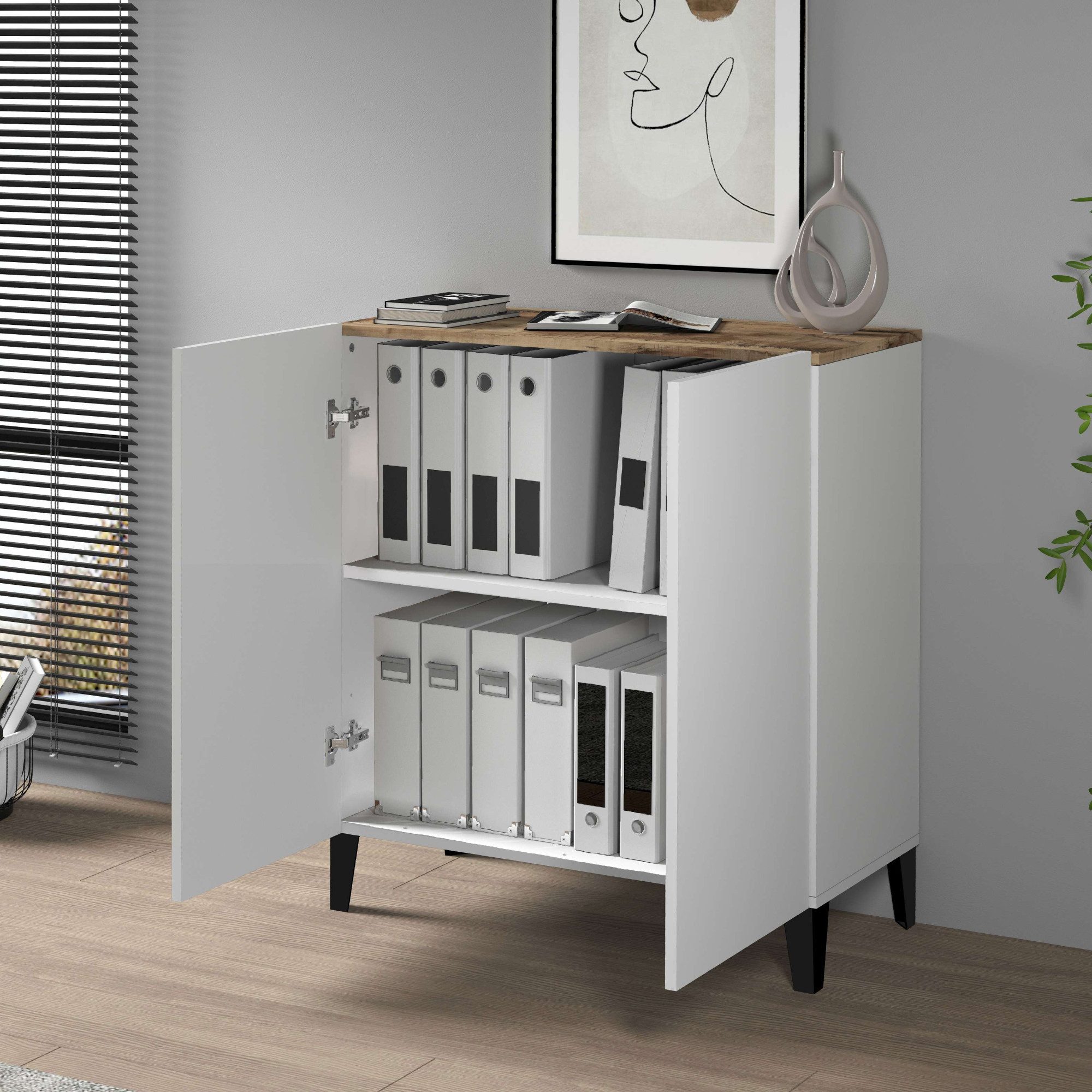INOSIGN Archiefkast Sunrise Archiefkast, Multifunctionele kast, Bureaukast met 2 deuren & 2 vakken, breedte 79,2 cm, gemaakt in italië