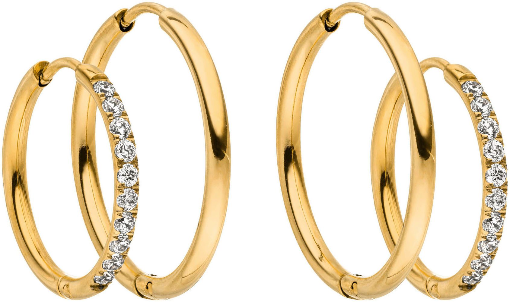 Purelei Set oorringen Sieraad cadeau Lovely glitter oorbellen-set, 23081 (set, 4-delig) dames oorbellen goud(kleur)