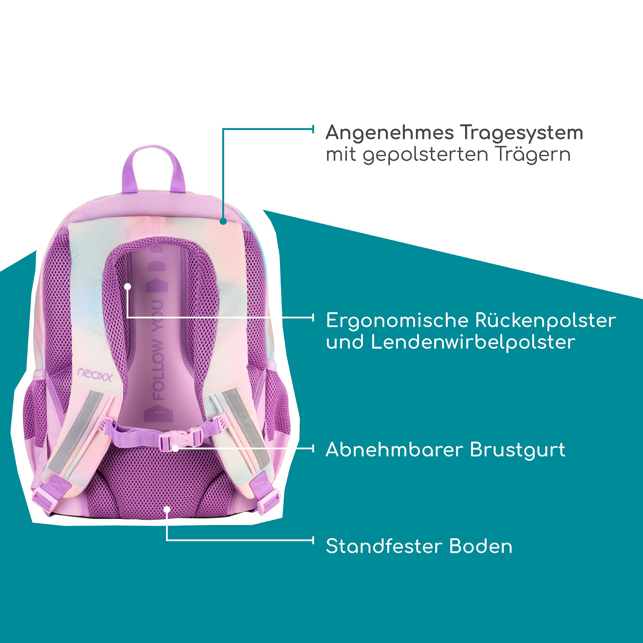 neoxx Schoolrugzak Flow, Candy Party gedeeltelijk van gerecycled materiaal