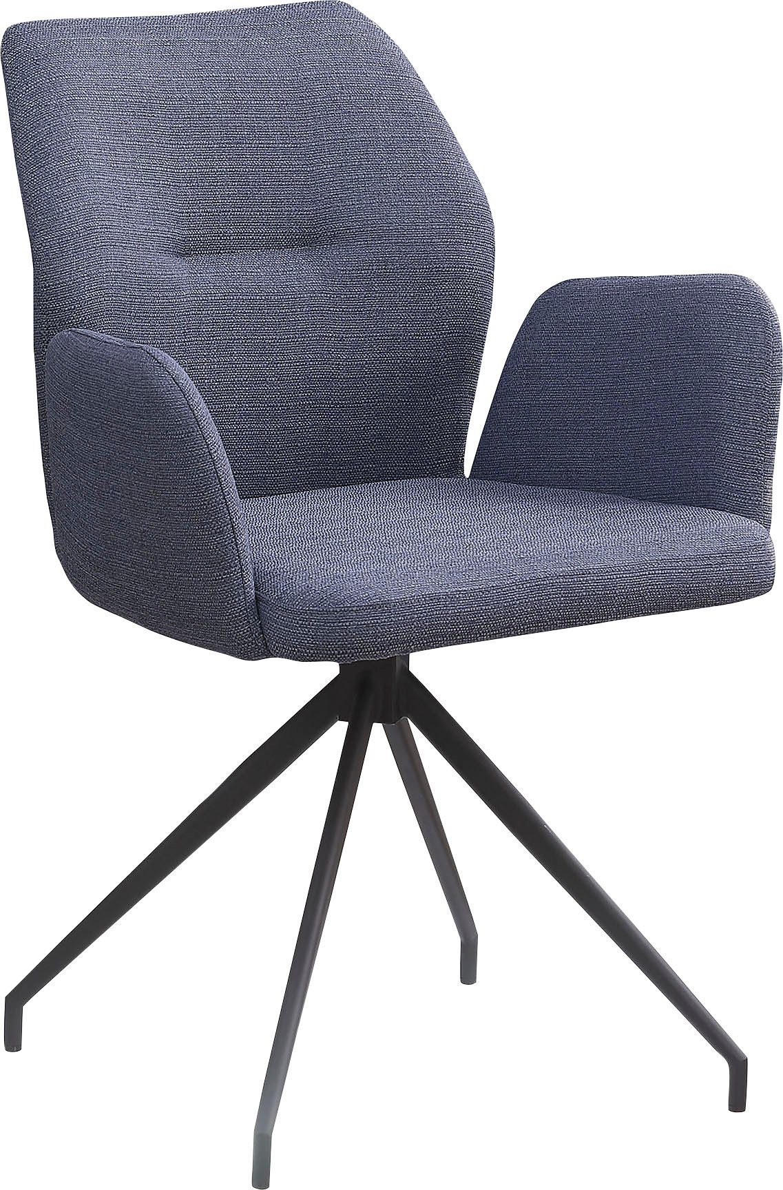 SalesFever Eetkamerstoel Taormina armstoel, frame zwart Eetkamerstoel met 180° draaifunctie (1 stuk) 4 poot stoelen grijs