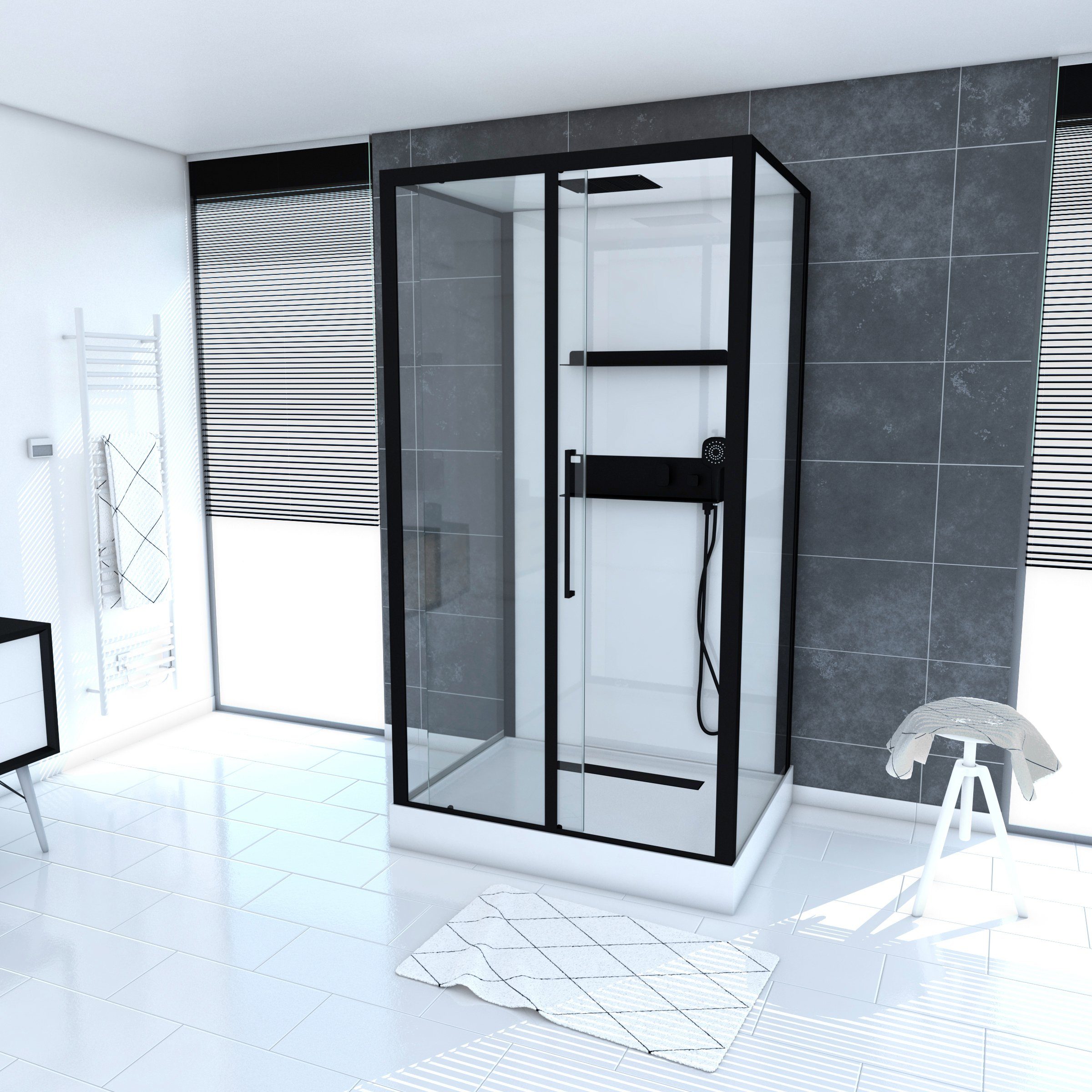 Marwell Complete douche White Isle inclusief kranen, 115 cm x 90 cm douchecabines wit