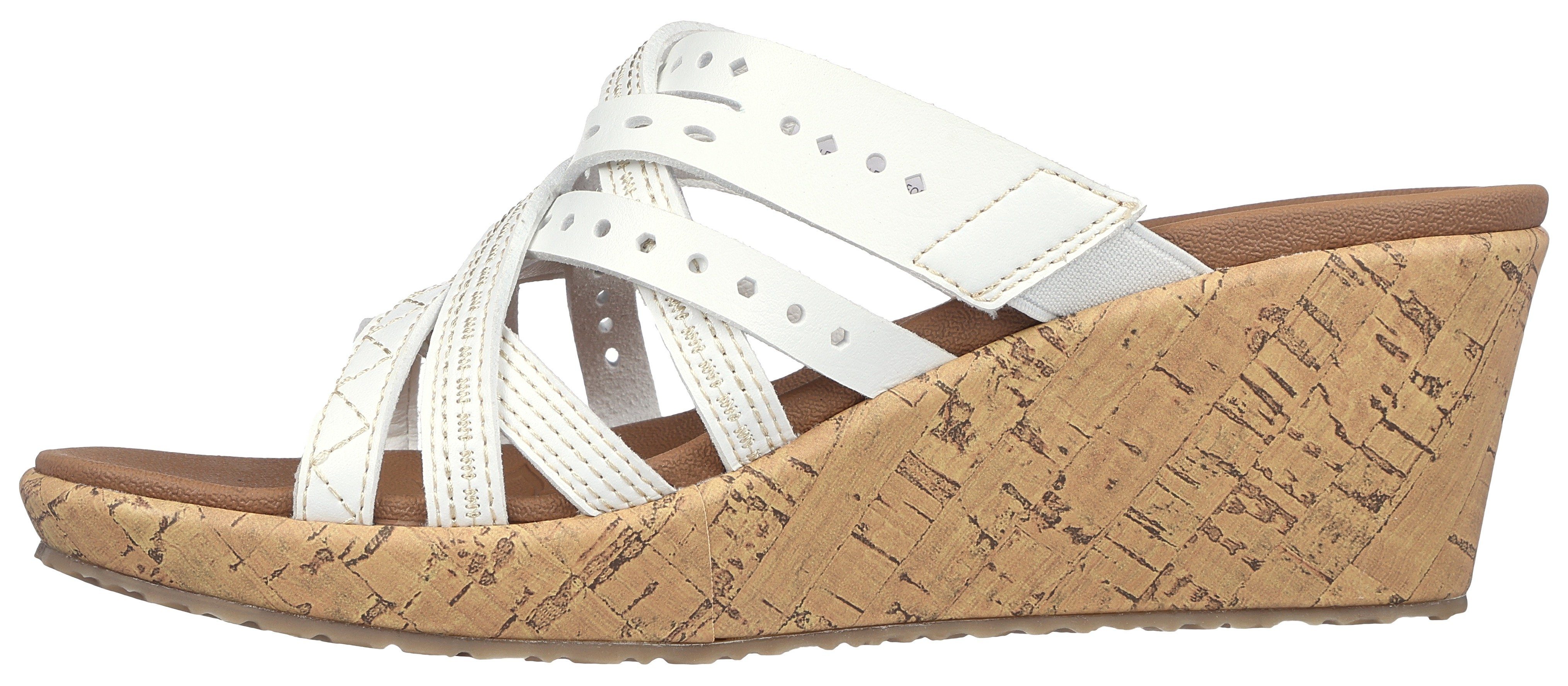 Skechers Slippers BEVERLEE-HOT SPRING sleehak, zomerschoen, slippers met mooie contraststiksels