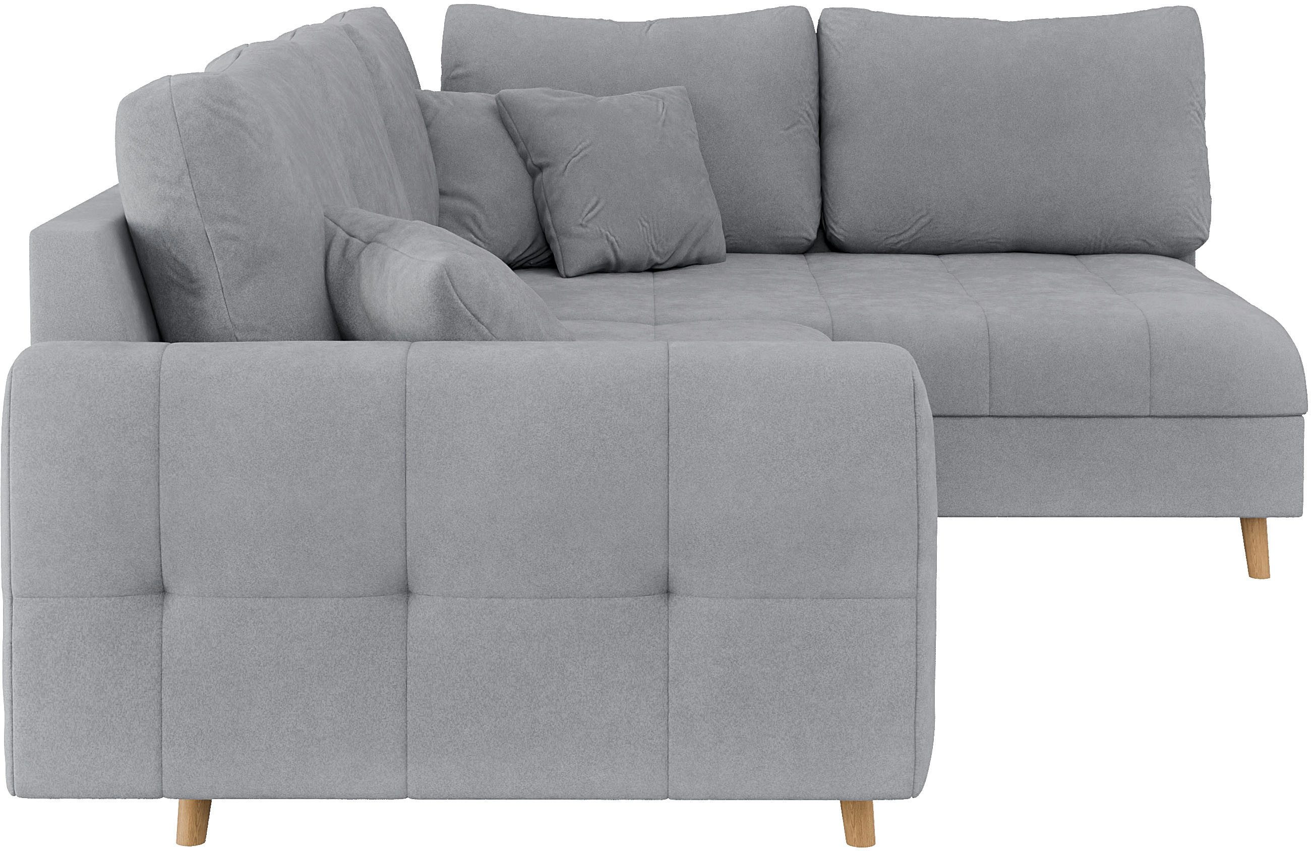 Home affaire Hoekbank CHARRE L-vorm met ottomane, afmetingen B/D/H: 231/161/81 cm fijne stiksels, losse rug- en sierkussens, ook in cord en bouclé