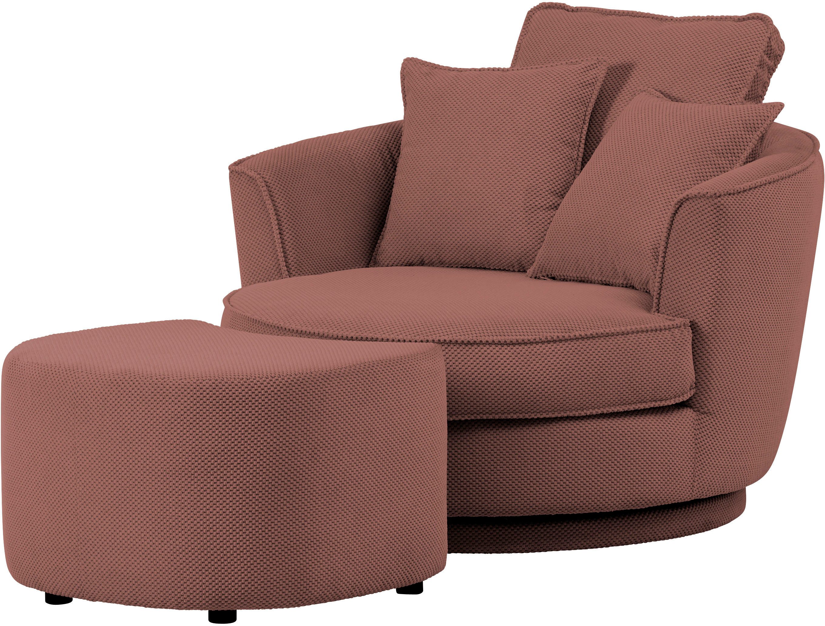 Leonique Draaibare fauteuil MAISIE, Love Seat XXL leesfauteuil, grote fauteuil met poef(2 stuks)