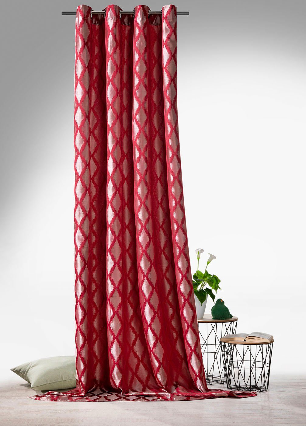 Weckbrodt Gordijn Ruit Jacquard, gestructureerd, ondoorzichtig, ruitmotief, gordijn, store (1 stuk)