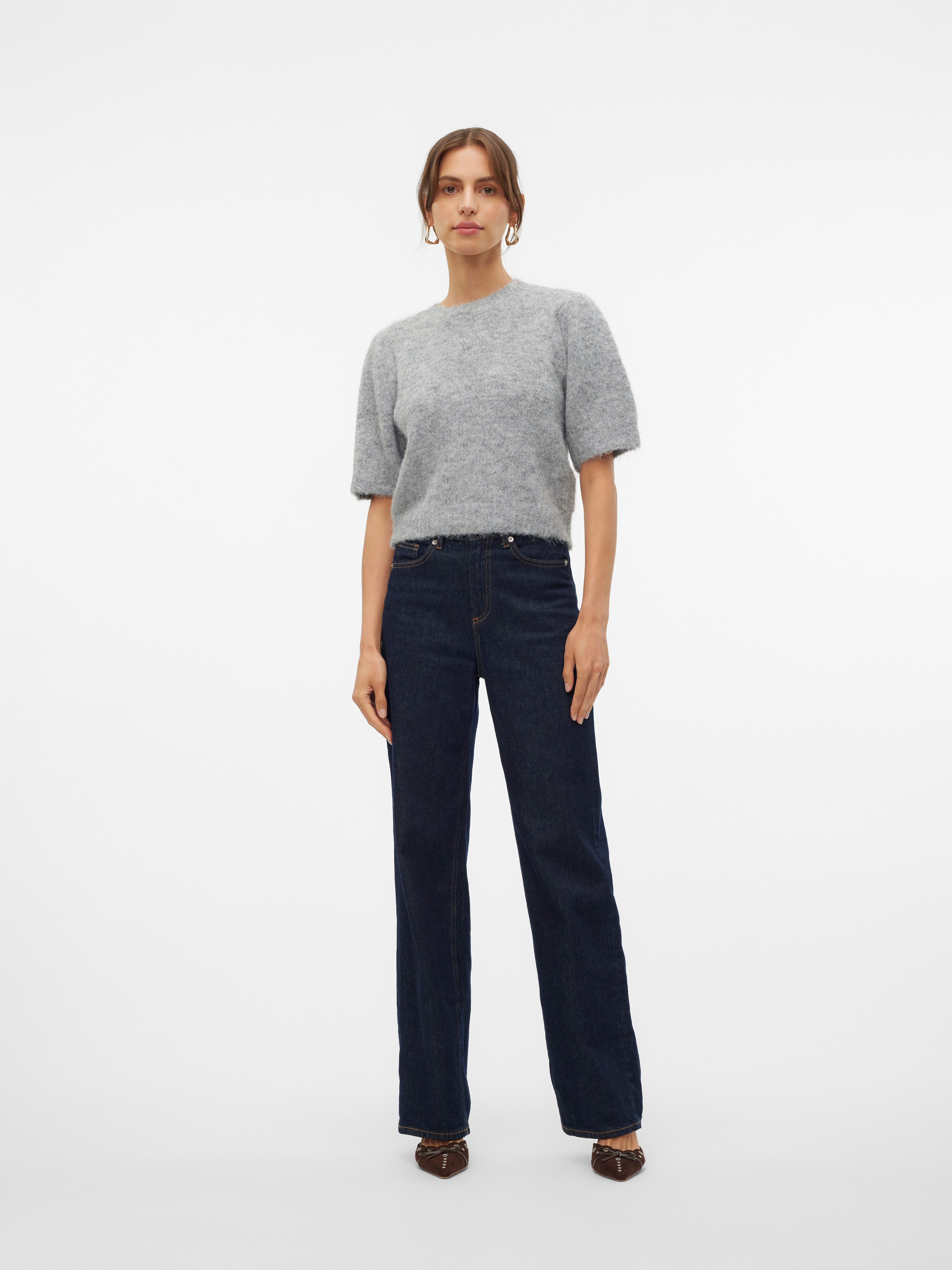 Vero Moda Gebreide trui VMNOVAH SS O-NECK PUFF PULLOVER GA NOOS