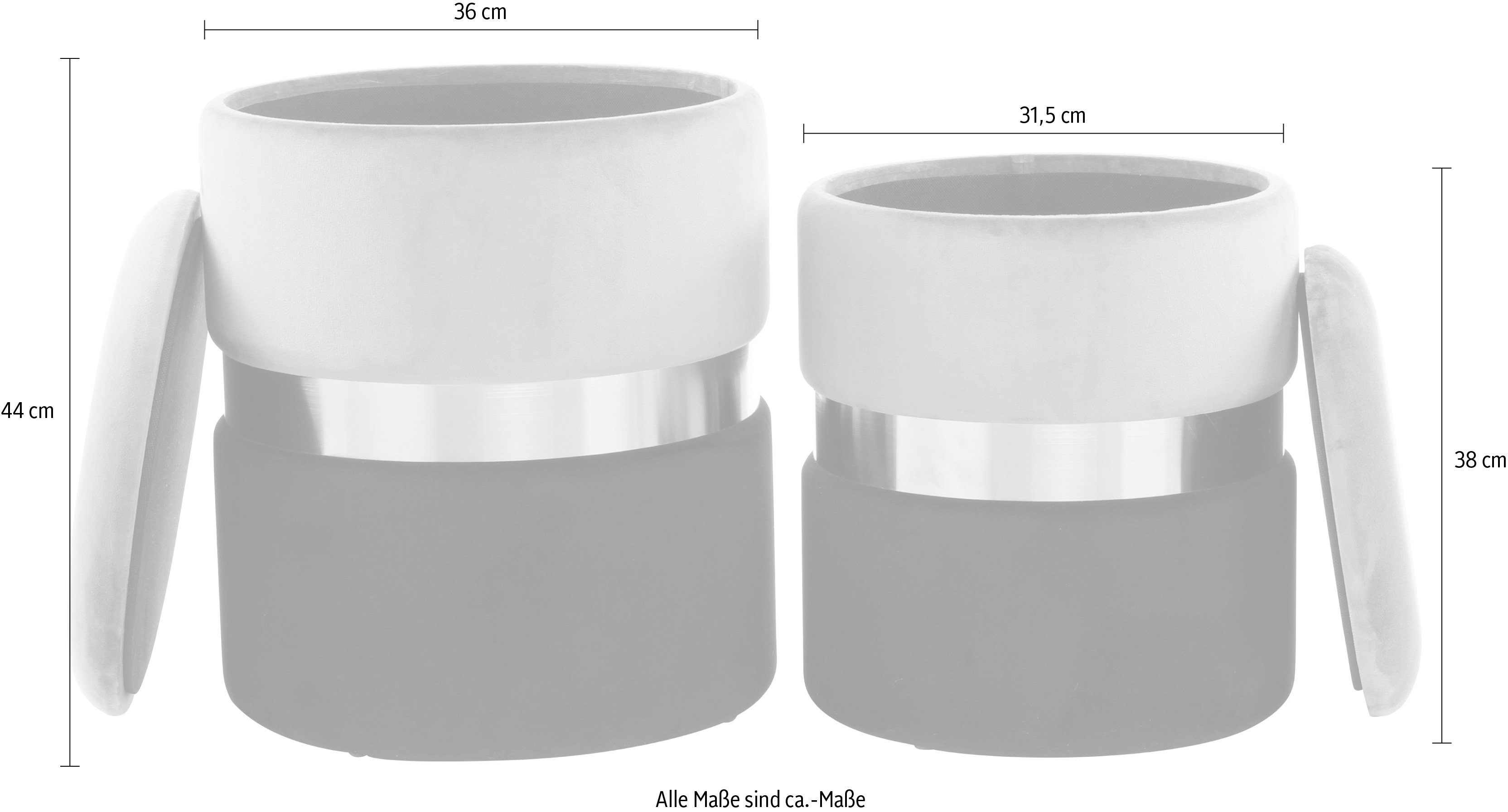 Kayoom Hocker met bergruimte Kruk Zora 125 2-delige set, fluweelzachte stof bekleding, ronde elegante vorm (set, 2 stuks)