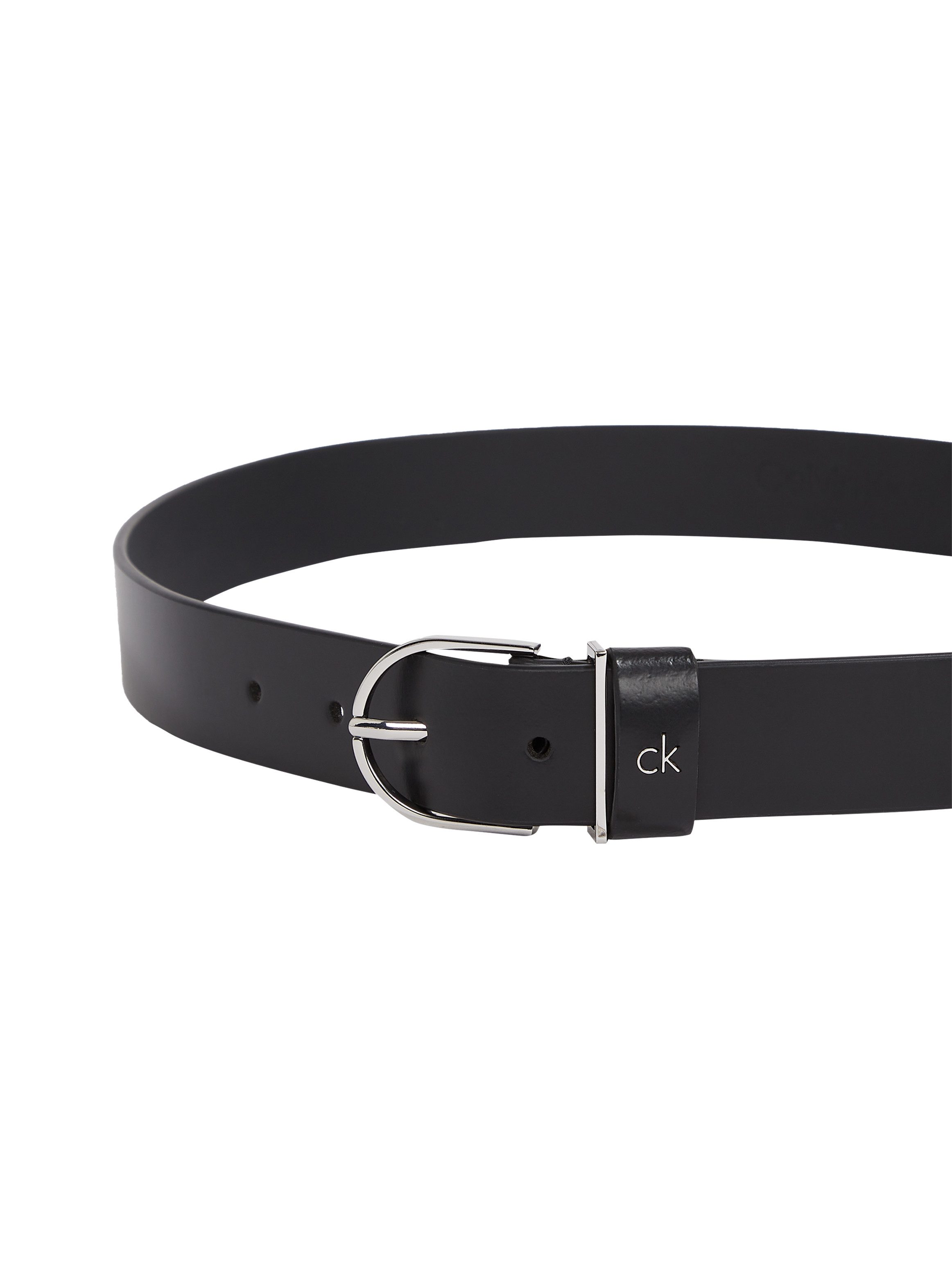 Calvin Klein Leren riem CK METAL LOOP RND BUCKLE 3.0 Logoschrift, eenvoudige doornsluiting