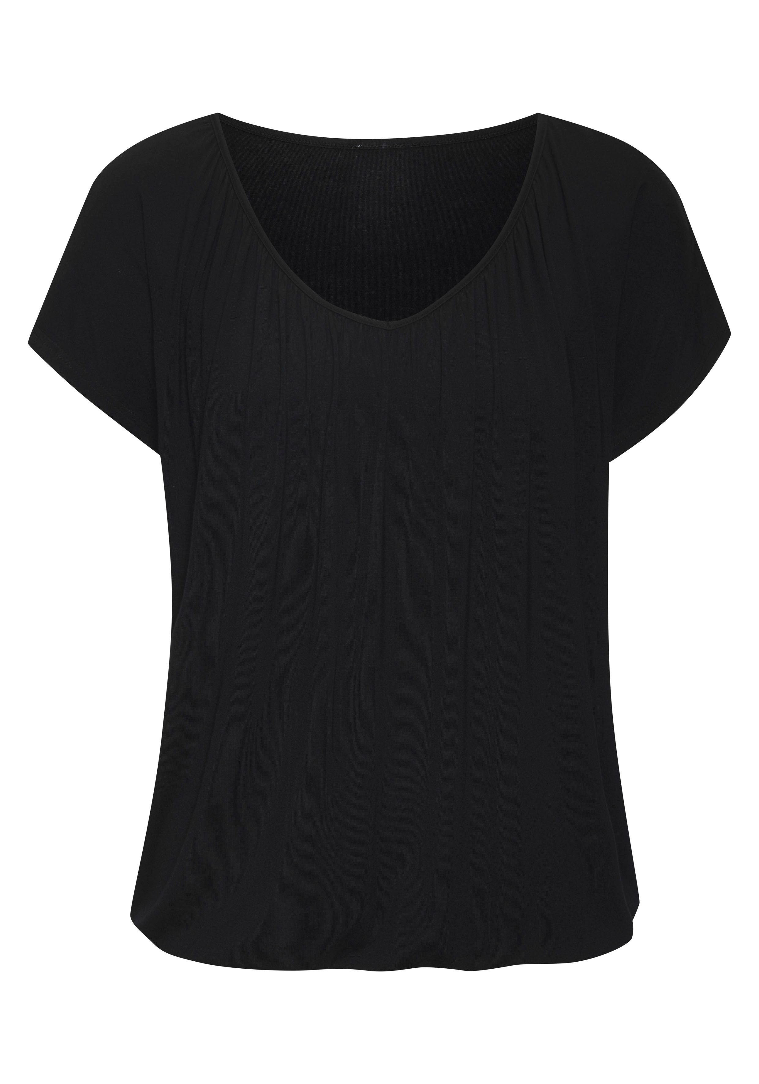 Lascana Shirt met korte mouwen met elastiek in de band (set, 2-delig)